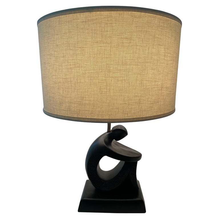 Frederick Weinberg Sculptural Figure Table Lamp in Matte Black, 1950's For Sale