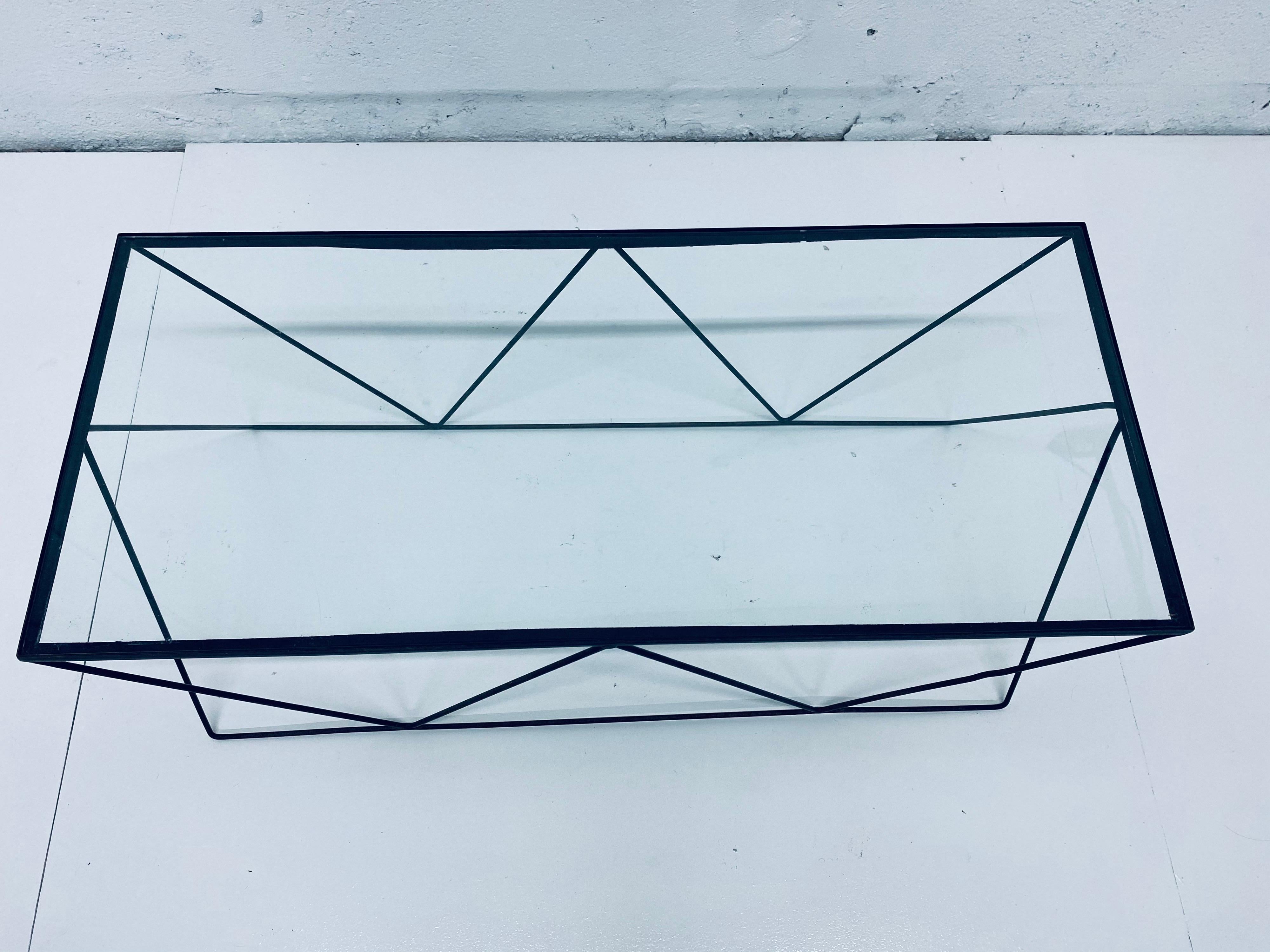 Frederick Weinberg Style Angular Black Wire Coffee Table, 1950s For Sale 3