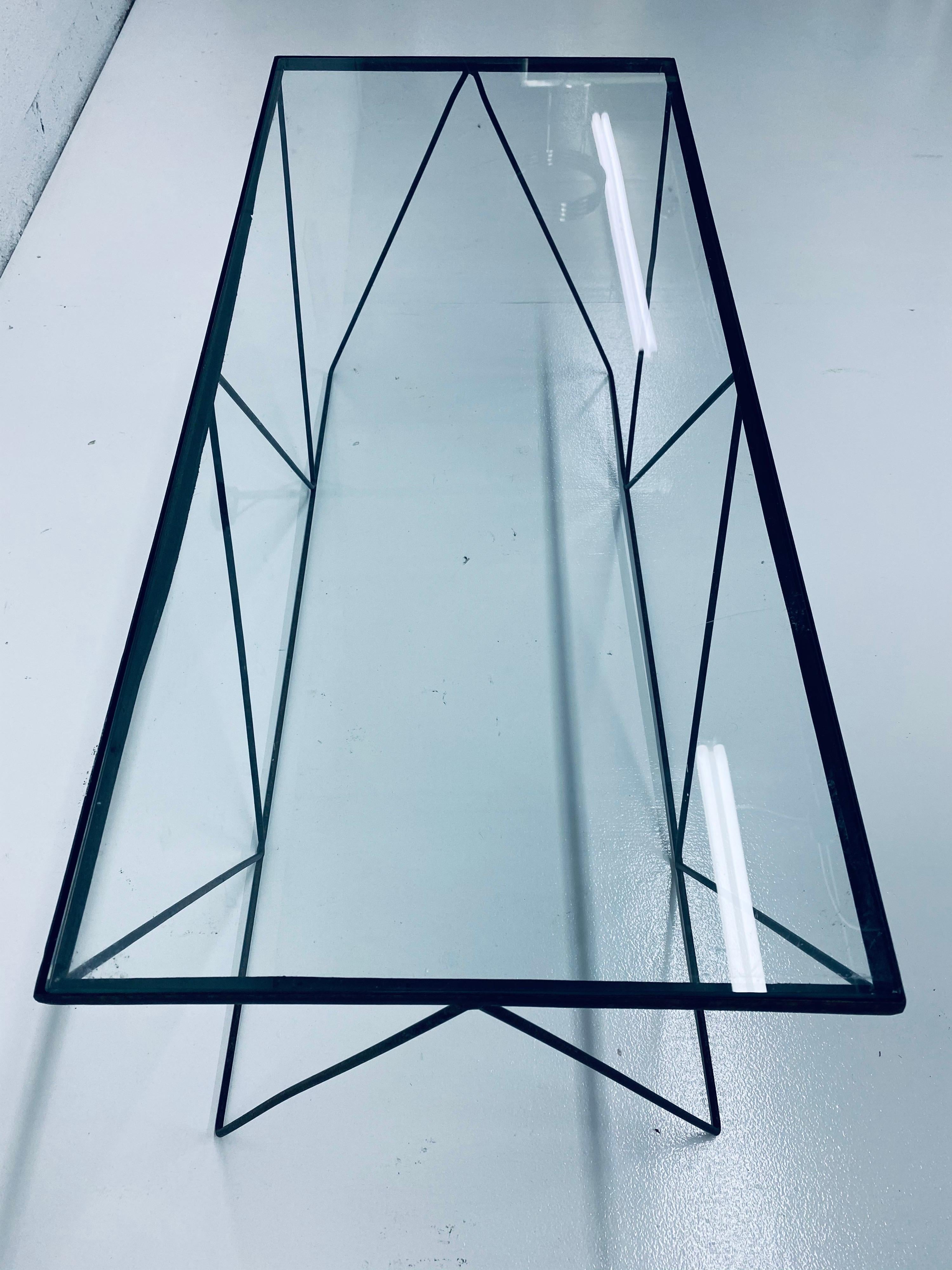 Unknown Frederick Weinberg Style Angular Black Wire Coffee Table, 1950s