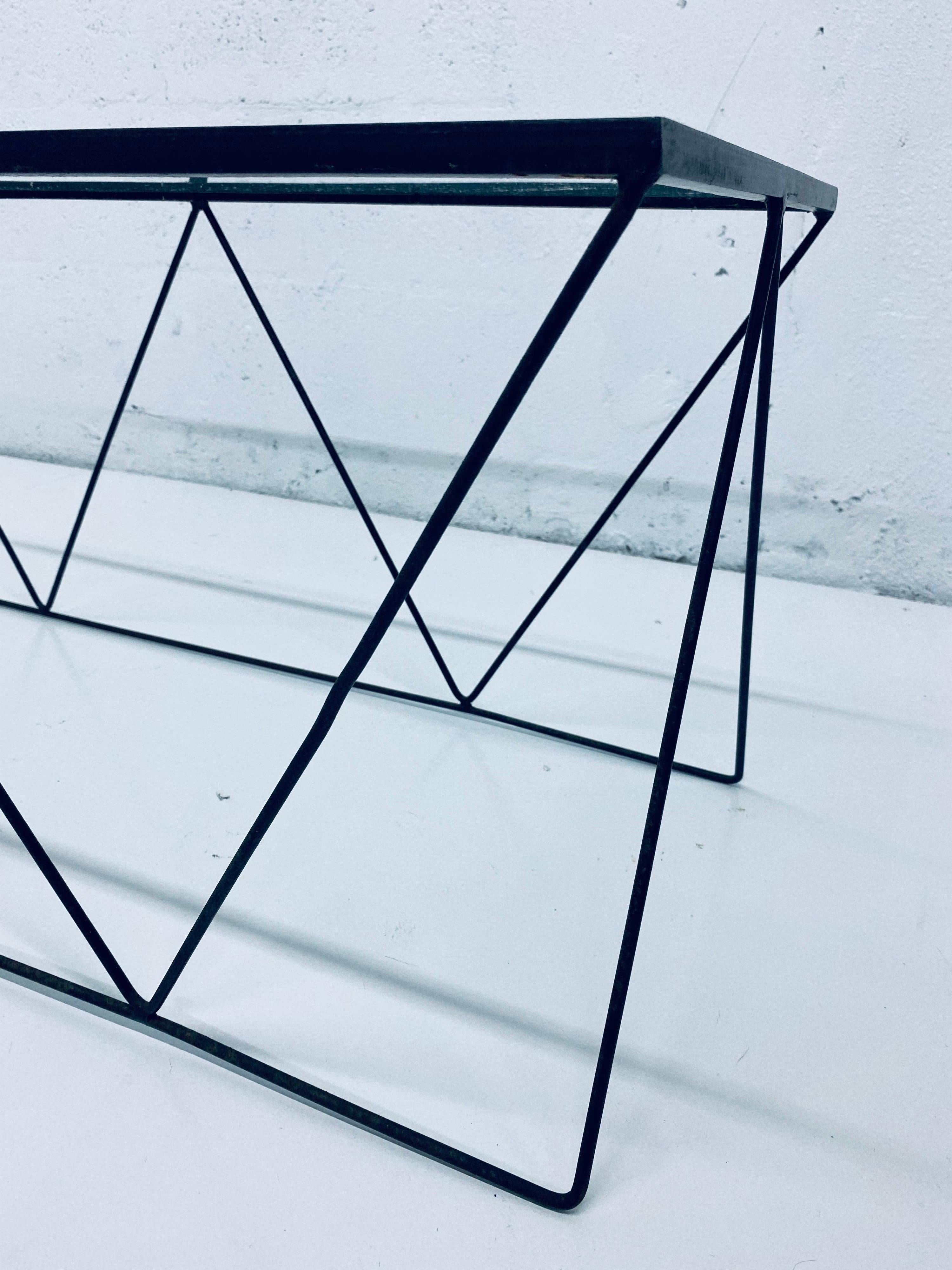 20th Century Frederick Weinberg Style Angular Black Wire Coffee Table, 1950s For Sale