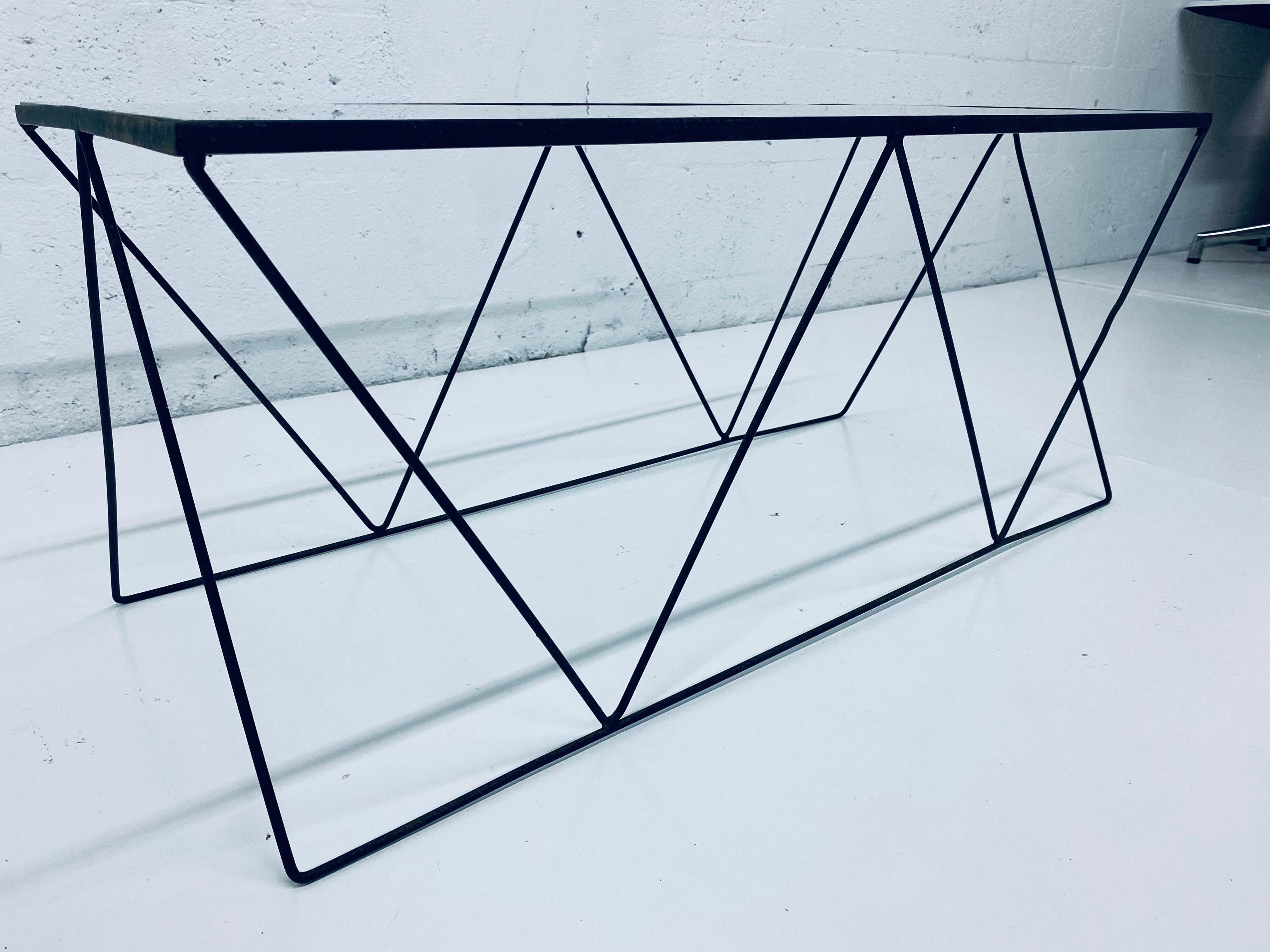 Frederick Weinberg Style Angular Black Wire Coffee Table, 1950s For Sale 1