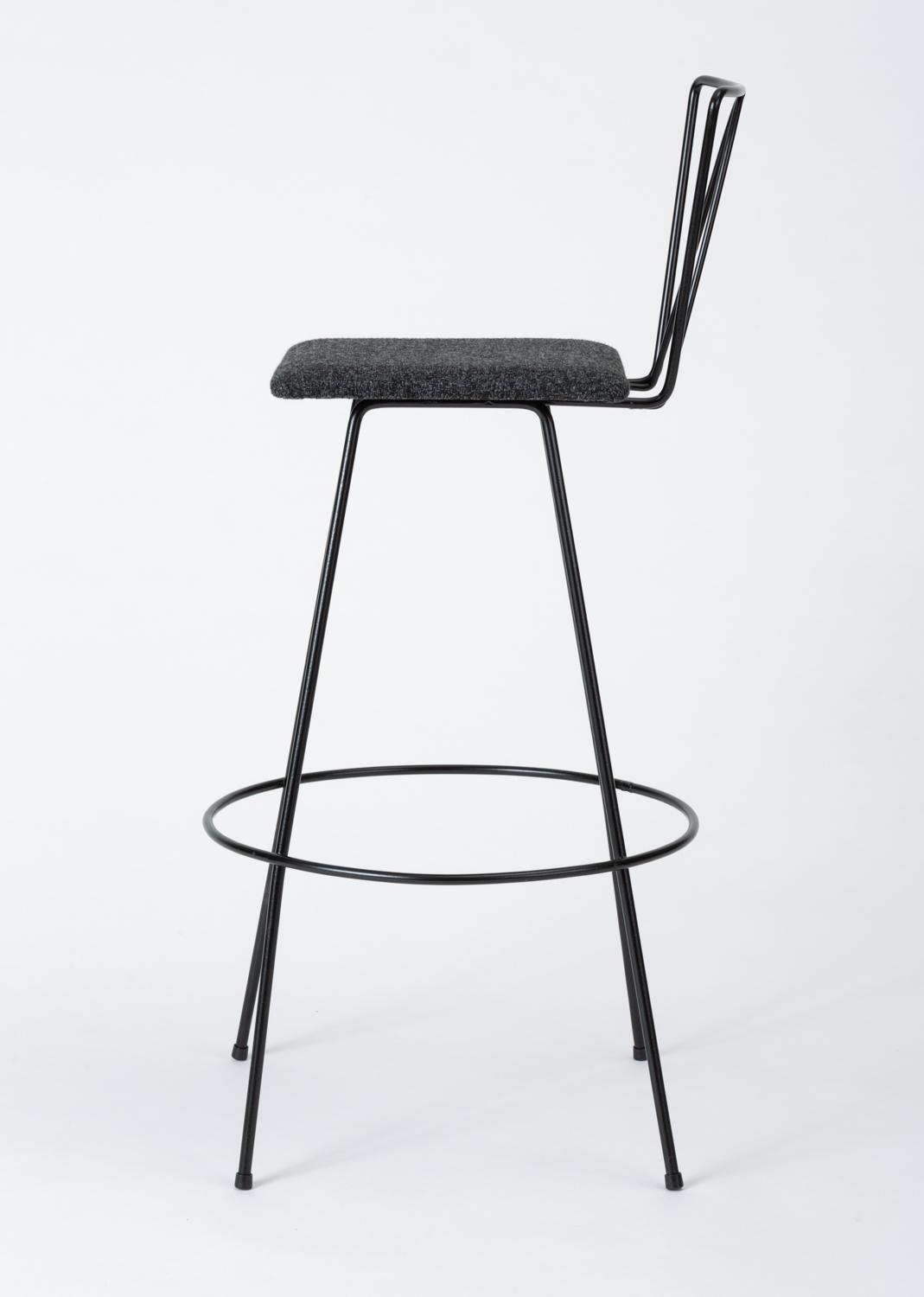 Powder-Coated Frederick Weinberg Style Modernist Wire Bar Stool For Sale