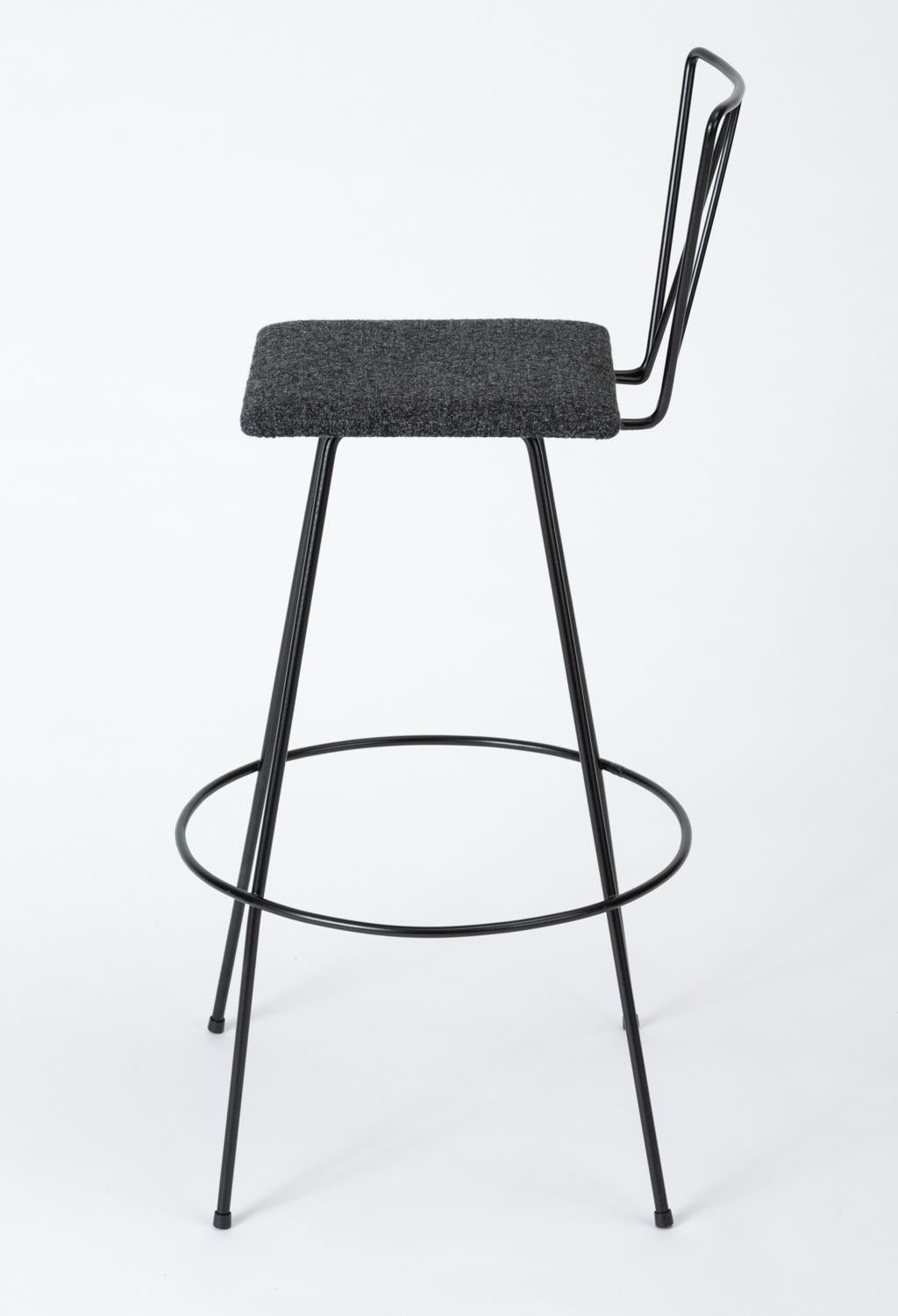 Frederick Weinberg Style Modernist Wire Bar Stool In Excellent Condition For Sale In Los Angeles, CA