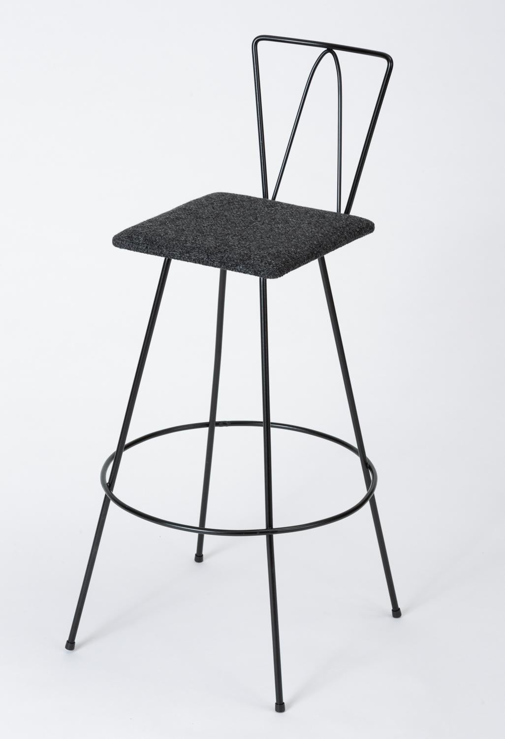20th Century Frederick Weinberg Style Modernist Wire Bar Stool For Sale