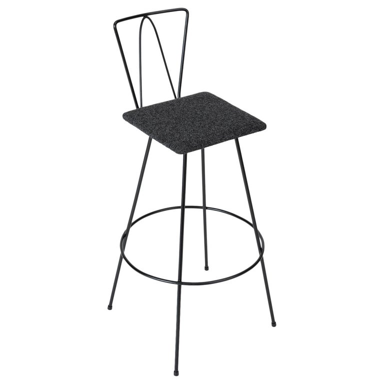 Modernist Wire Bar Stool, Black Wire Bar Stools With Backs