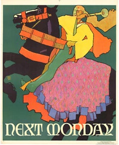 Original "Next Monday" Antique 1929 Mather Work Incentive poster