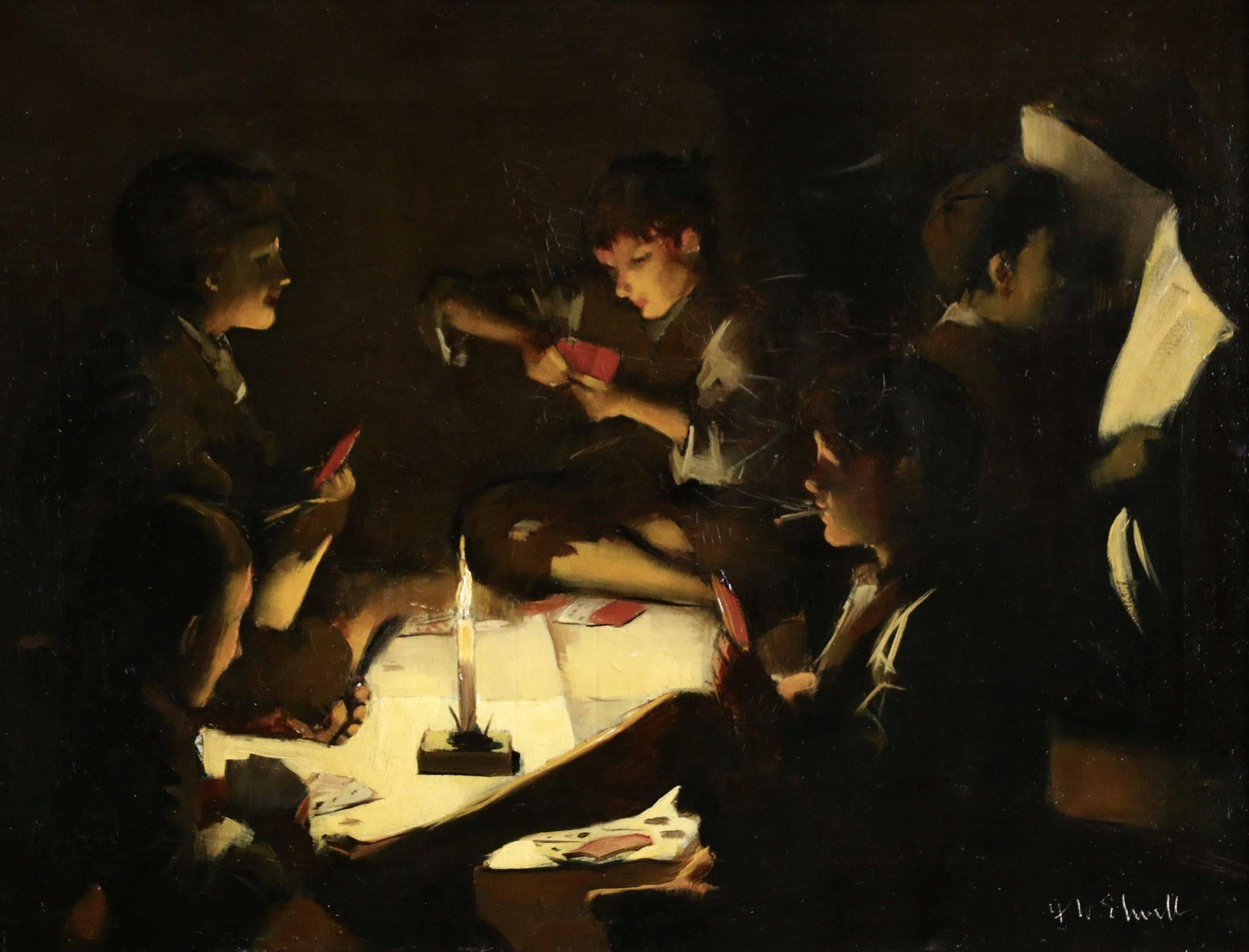 Frederick William Elwell Figurative Painting - The Card Game