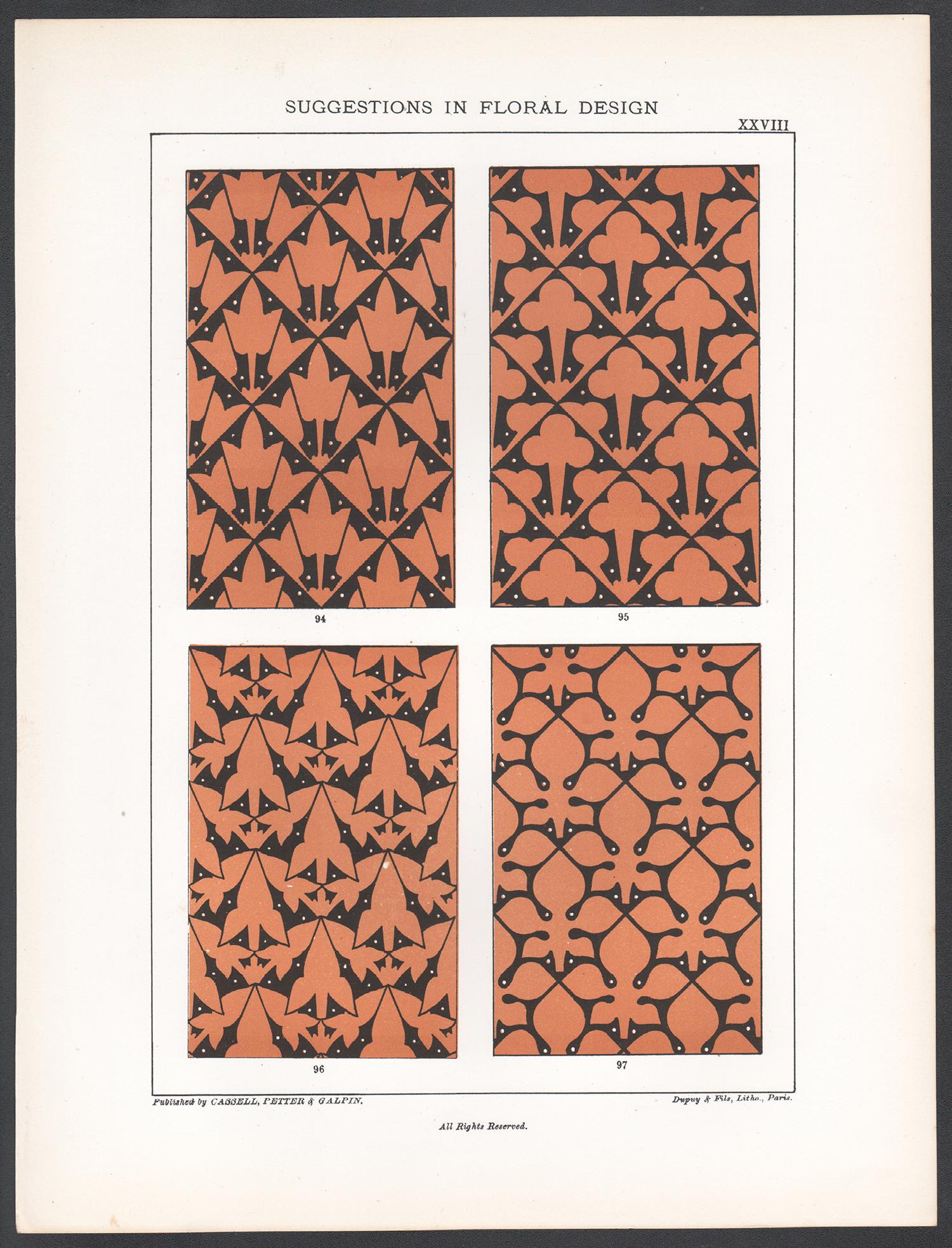 Suggestions en matière de design floral, Frederick Hulme, chromolithographie du XIXe siècle - Print de Frederick William Hulme
