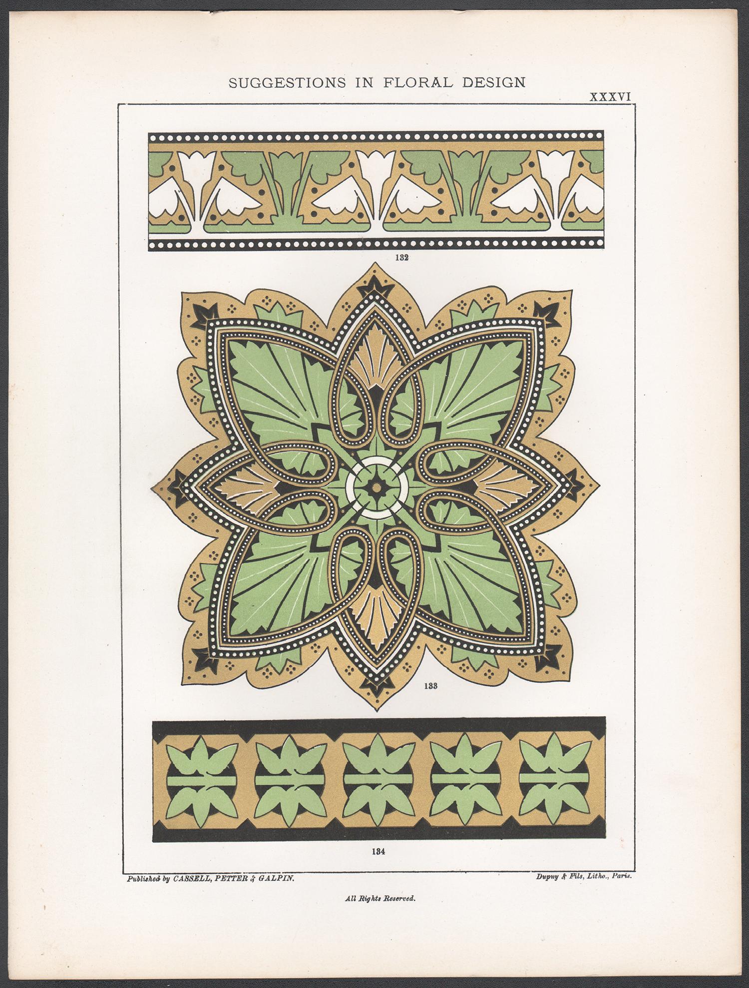 Suggestions in Floral Design, Frederick Hulme, 19th century chromolithograph - Print by Frederick William Hulme