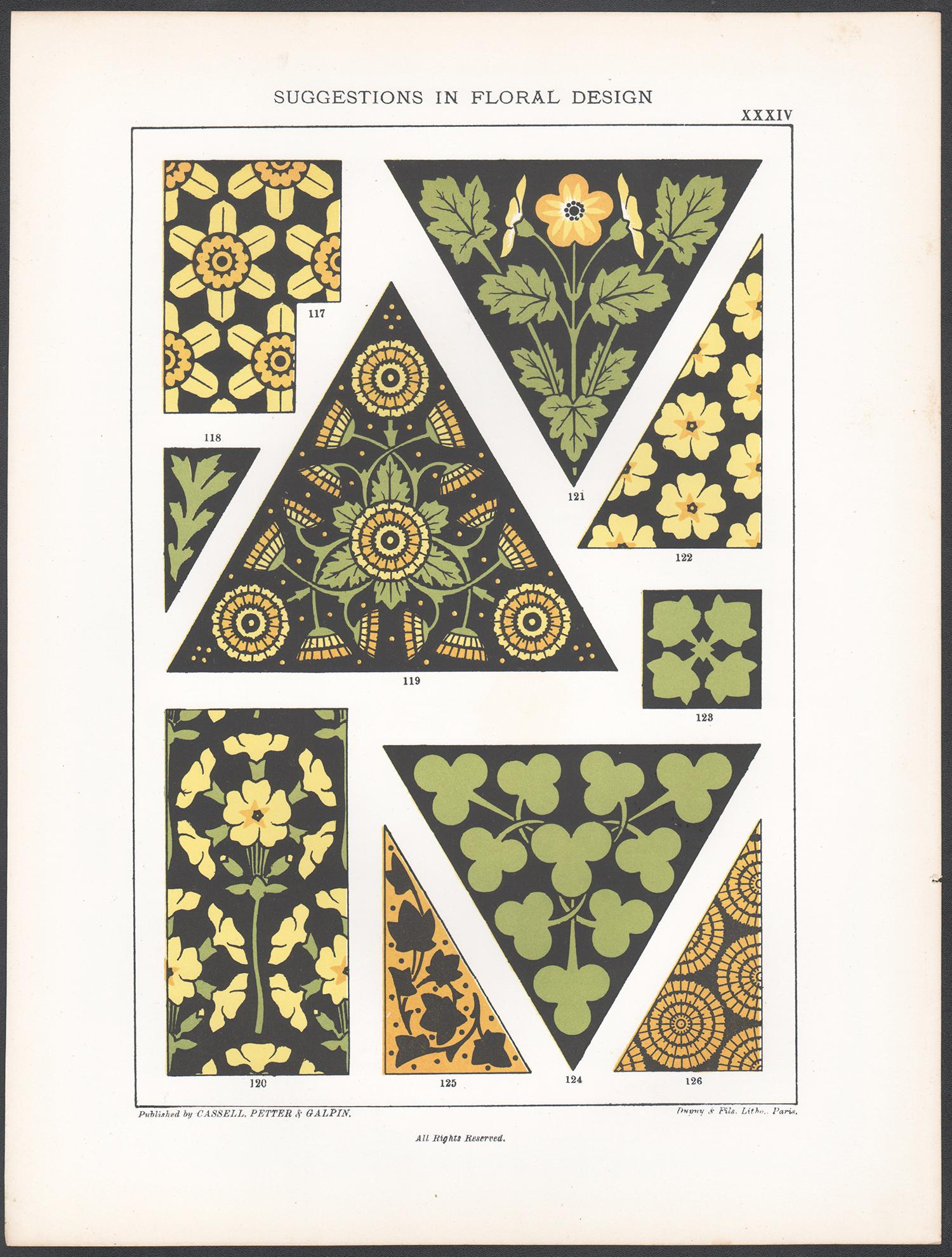 Suggestions in Floral Design, Frederick Hulme, 19th century chromolithograph - Print by Frederick William Hulme