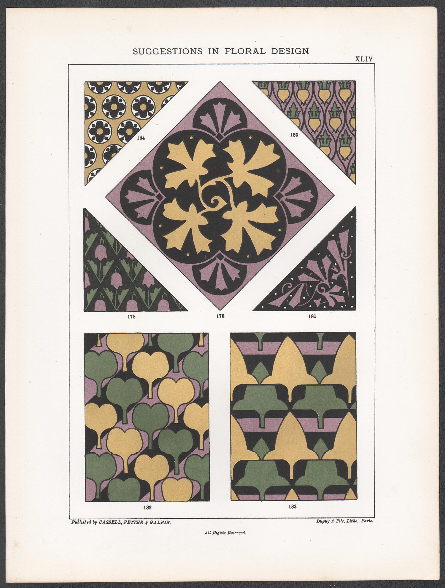Suggestions in Floral Design, Frederick Hulme, 19th century chromolithograph - Print by Frederick William Hulme