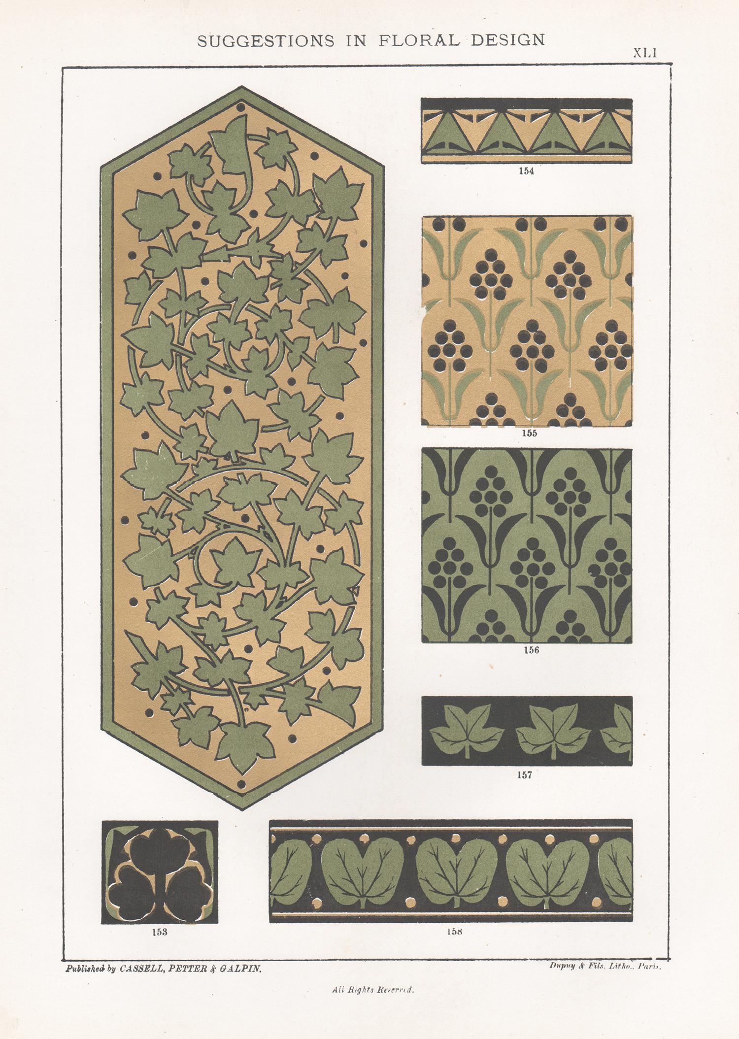 Interior Print Frederick William Hulme - Suggestions en matière de design floral, Frederick Hulme, chromolithographie du XIXe siècle