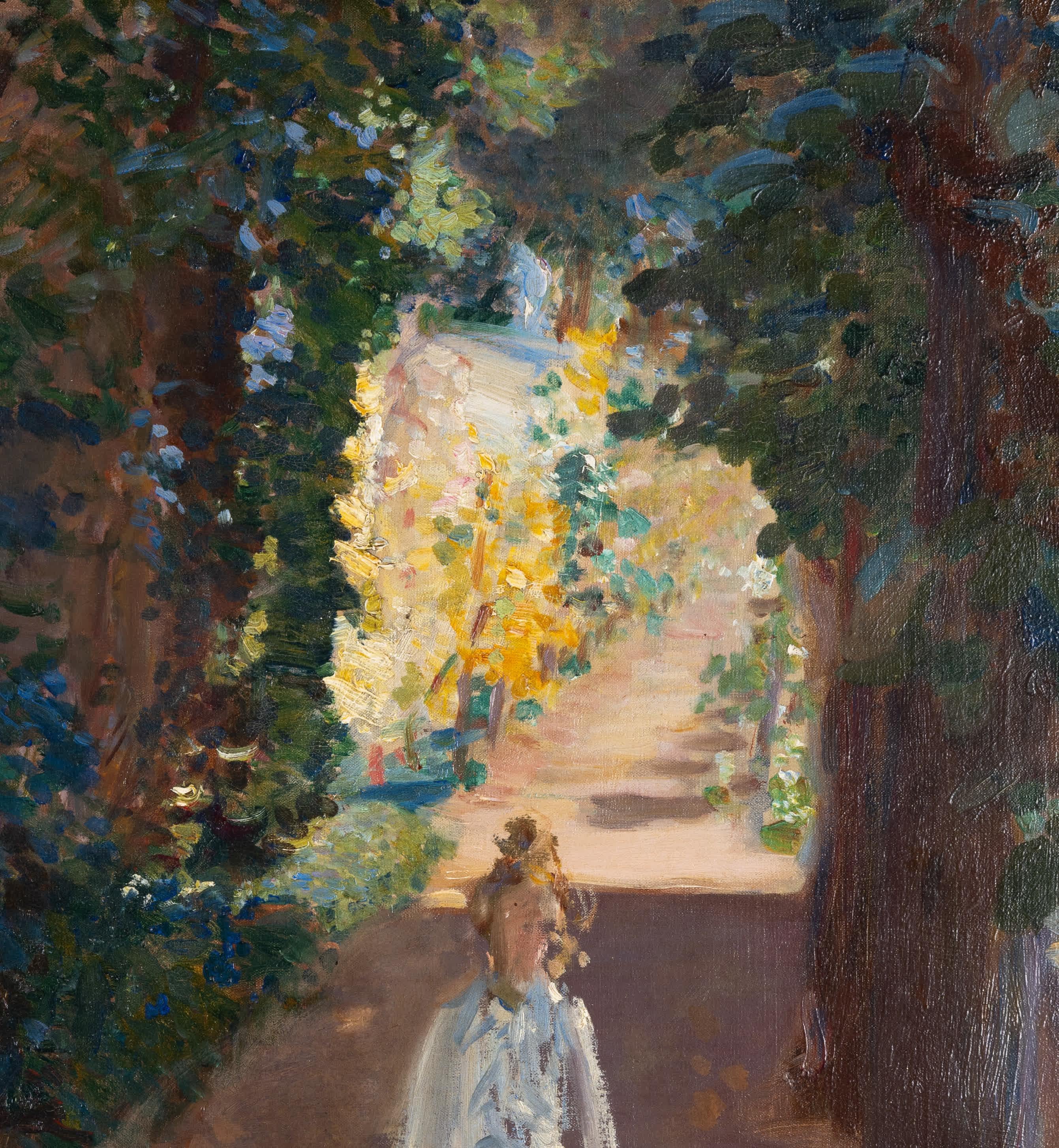 Jardín de Giverny - Landscape Painting Marrón de Frederick William MacMonnies