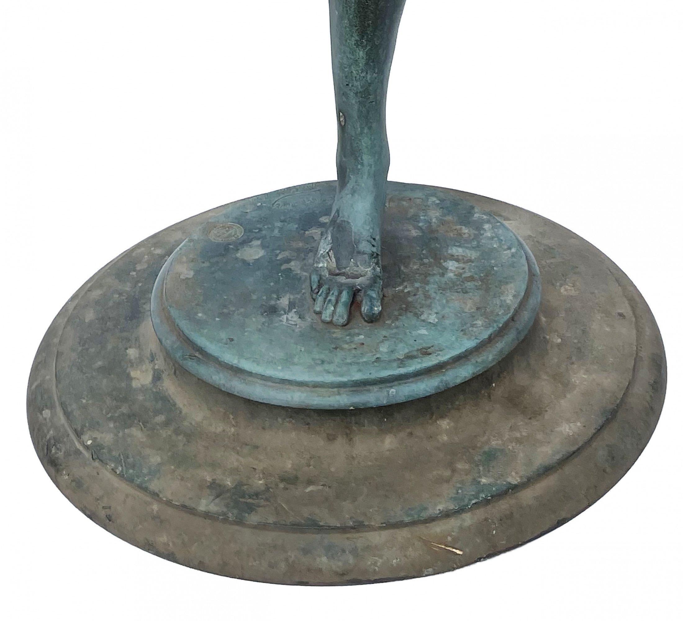 Frederick William MacMonnies (American, 1863-1937)
Diana, 1890
Bronze with green verdigris patina 
Signed and dated 
Copyright 1894 with Jaboeuf & Rouard, Paris foundry mark
31 x 21 x 17 inches 

A sculptor of classical figures, American-born