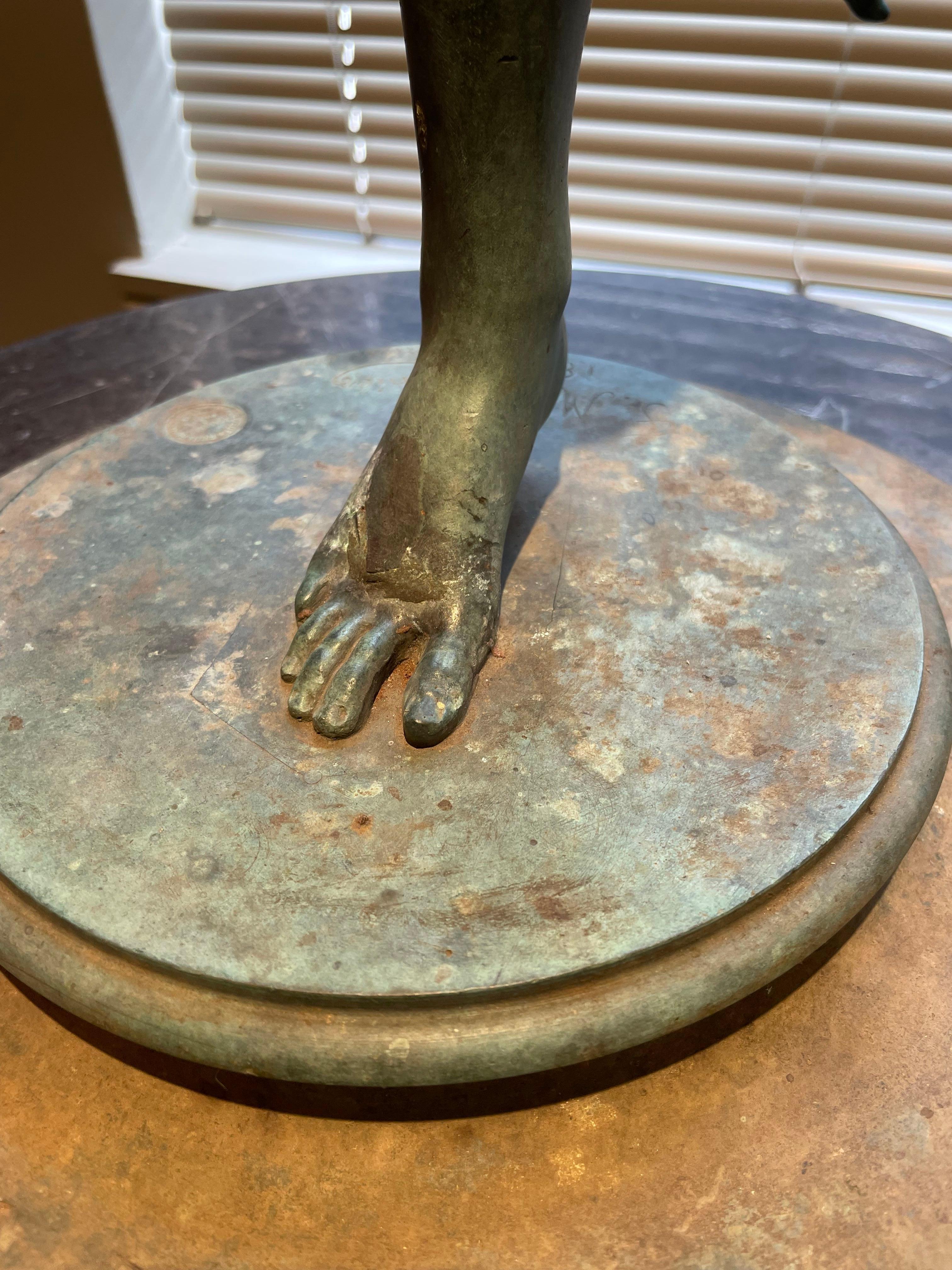 Diana the Huntress, 1890 Classical Bronze Sculpture of Nude Woman For Sale 2
