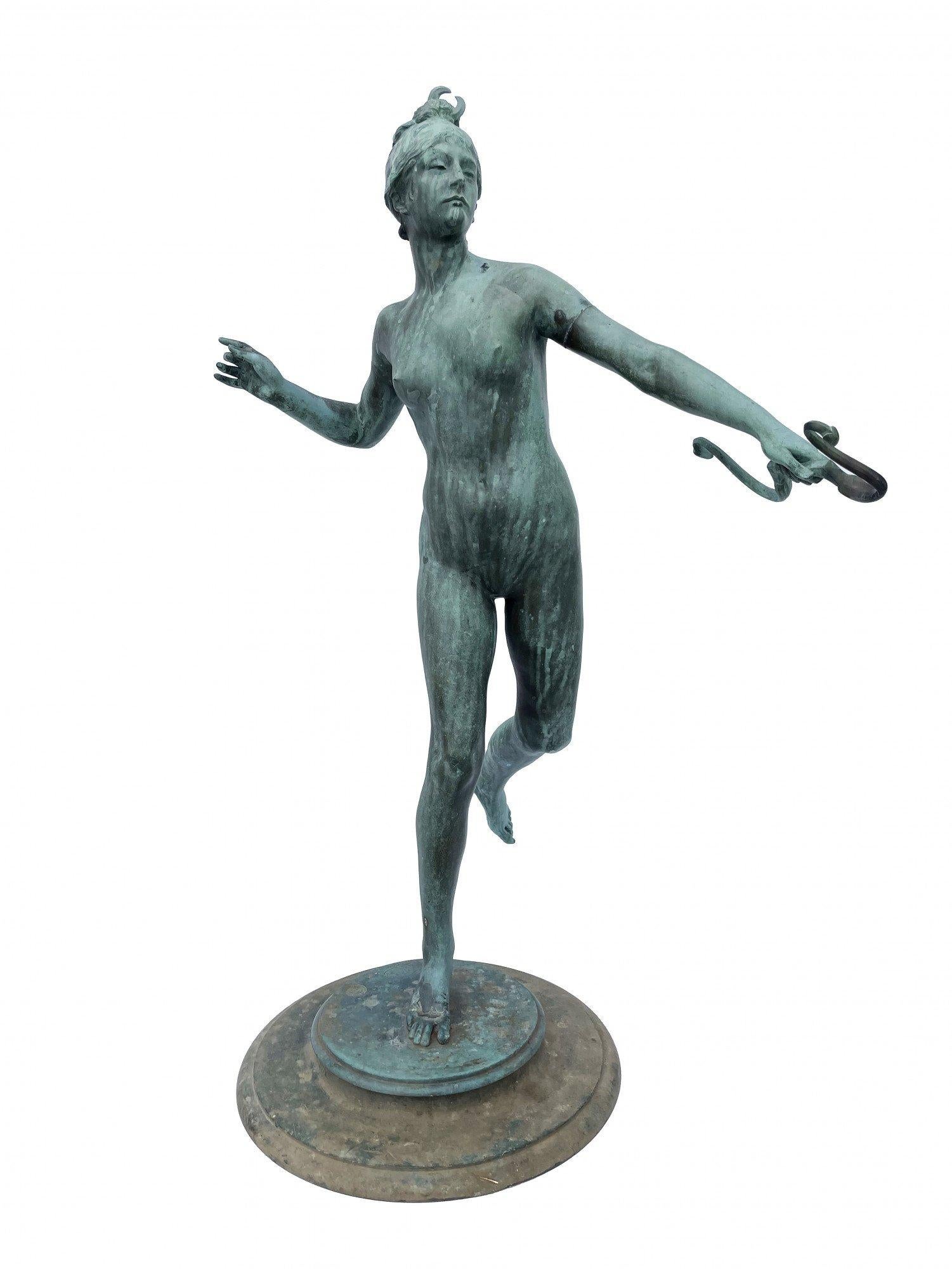 Frederick William MacMonnies Figurative Sculpture – Diana die Jägerin, klassische Bronzeskulptur aus dem Jahr 1890