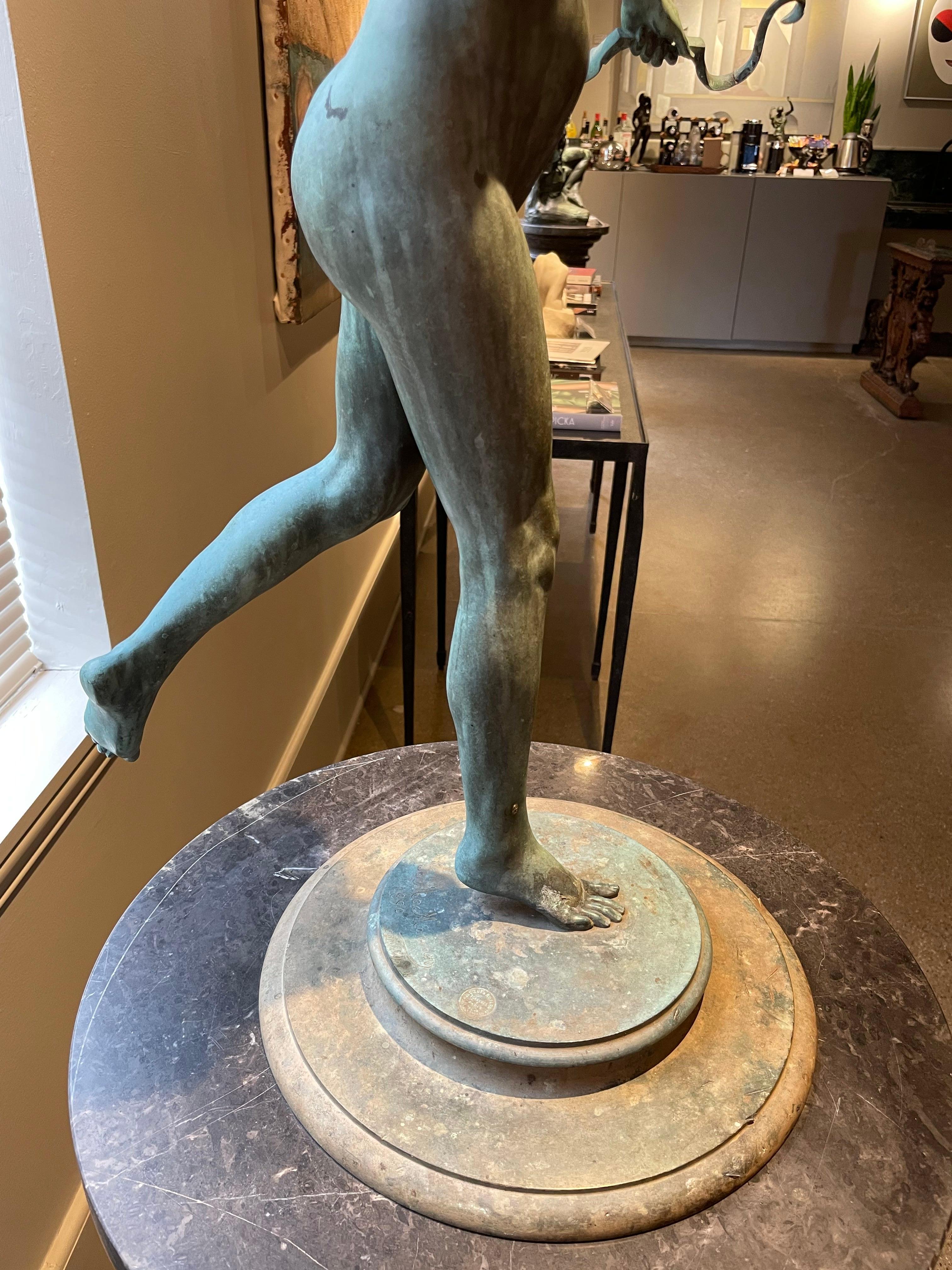 Diana the Huntress, 1890 Classical Bronze Sculpture of Nude Woman For Sale 6