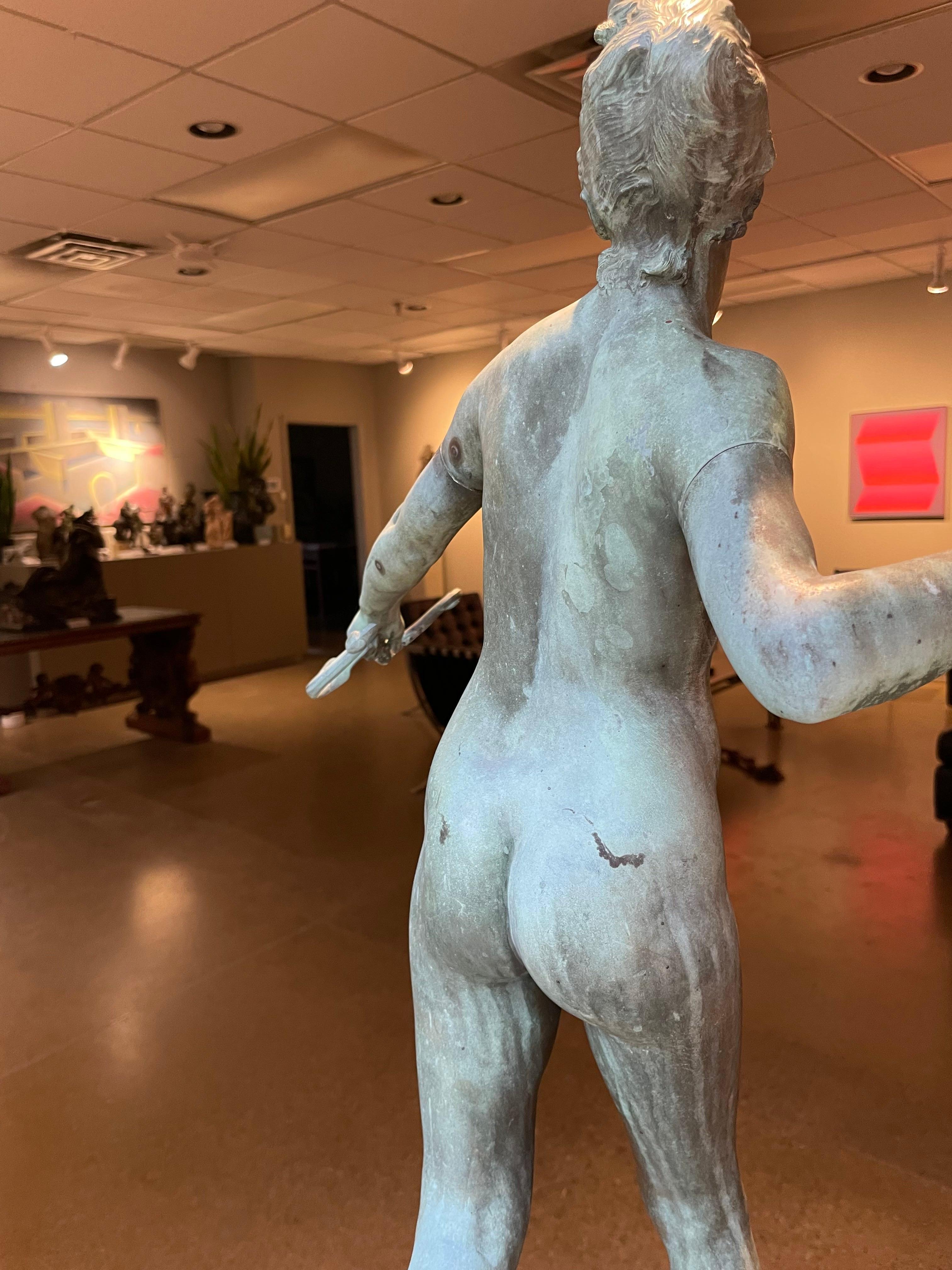 Diana the Huntress, 1890 Classical Bronze Sculpture of Nude Woman For Sale 5