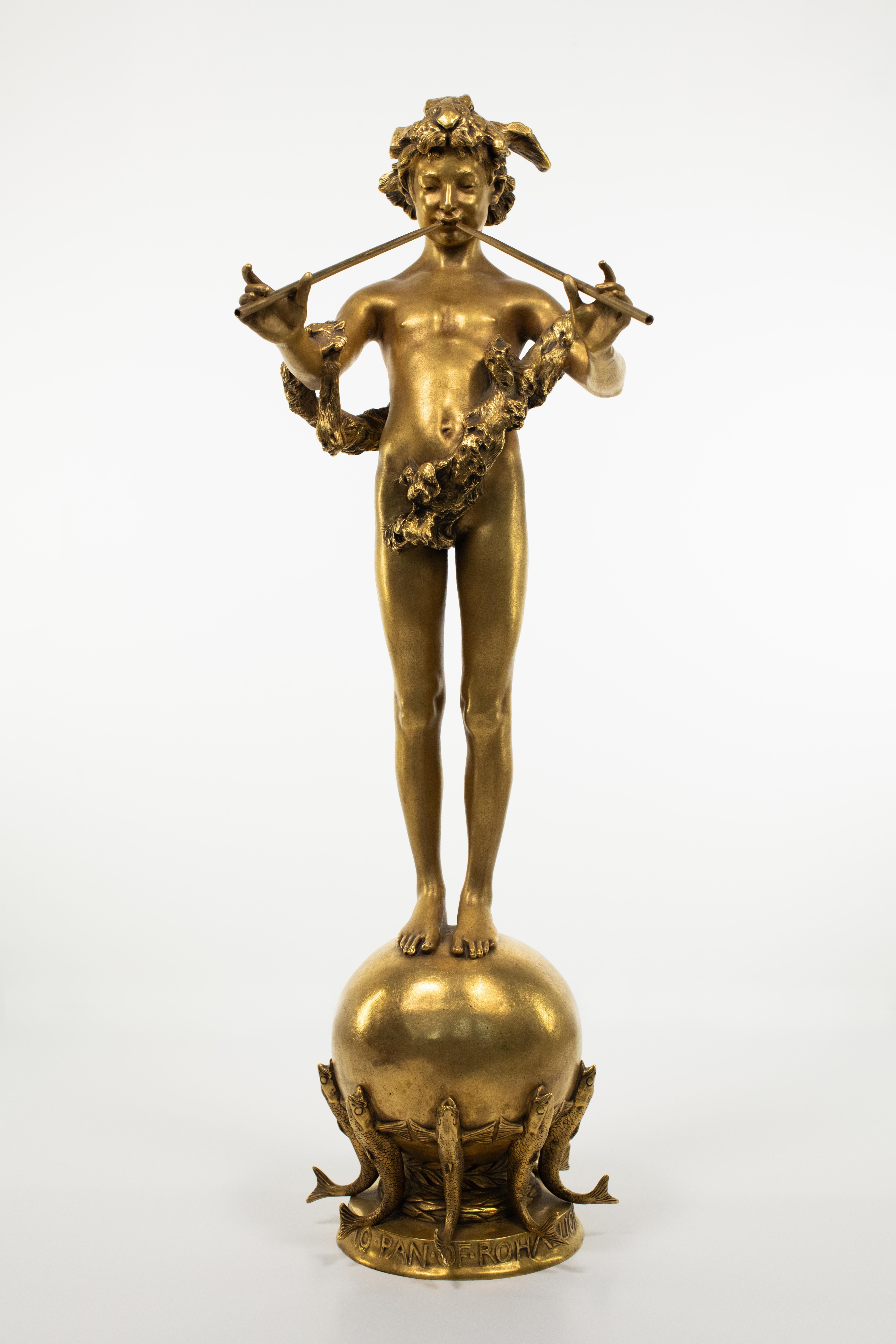 Frederick William MacMonnies Nude Sculpture - Gold, Pan of Rohallion, Bronze, Sculpture