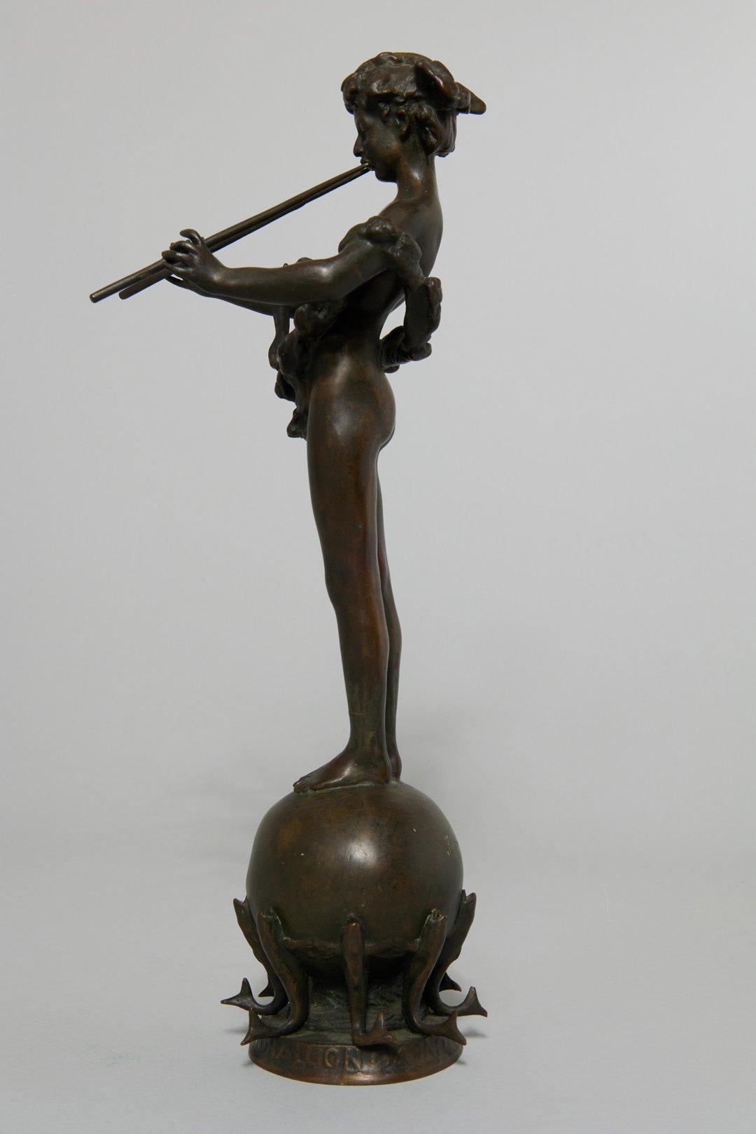 Pan of Rohallion, 1889-90 classical bronze sculpture - Sculpture by Frederick William MacMonnies
