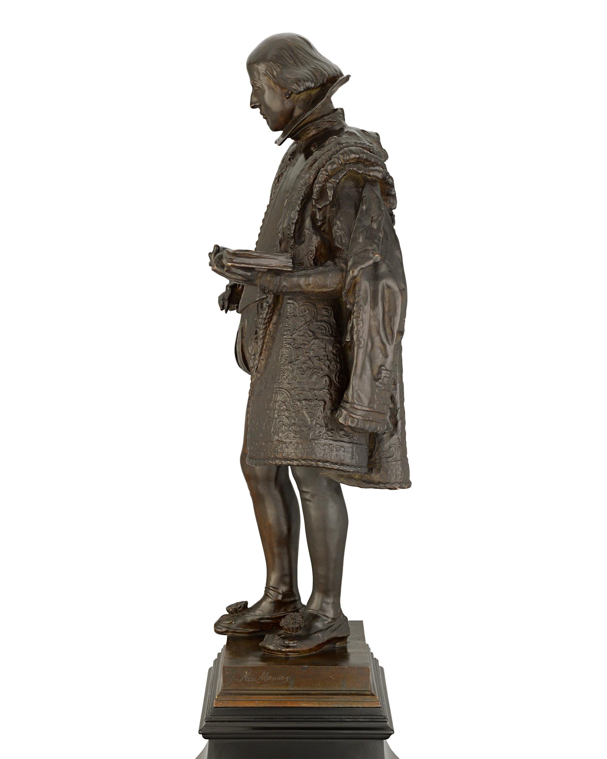 Estatuilla de bronce patinado de William Shakespeare - Figurative Sculpture Oro de Frederick William MacMonnies