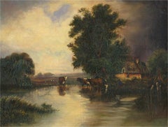 Frederick William Watts (1800-1870) - Late 19th Century Oil, Cows In The Pond