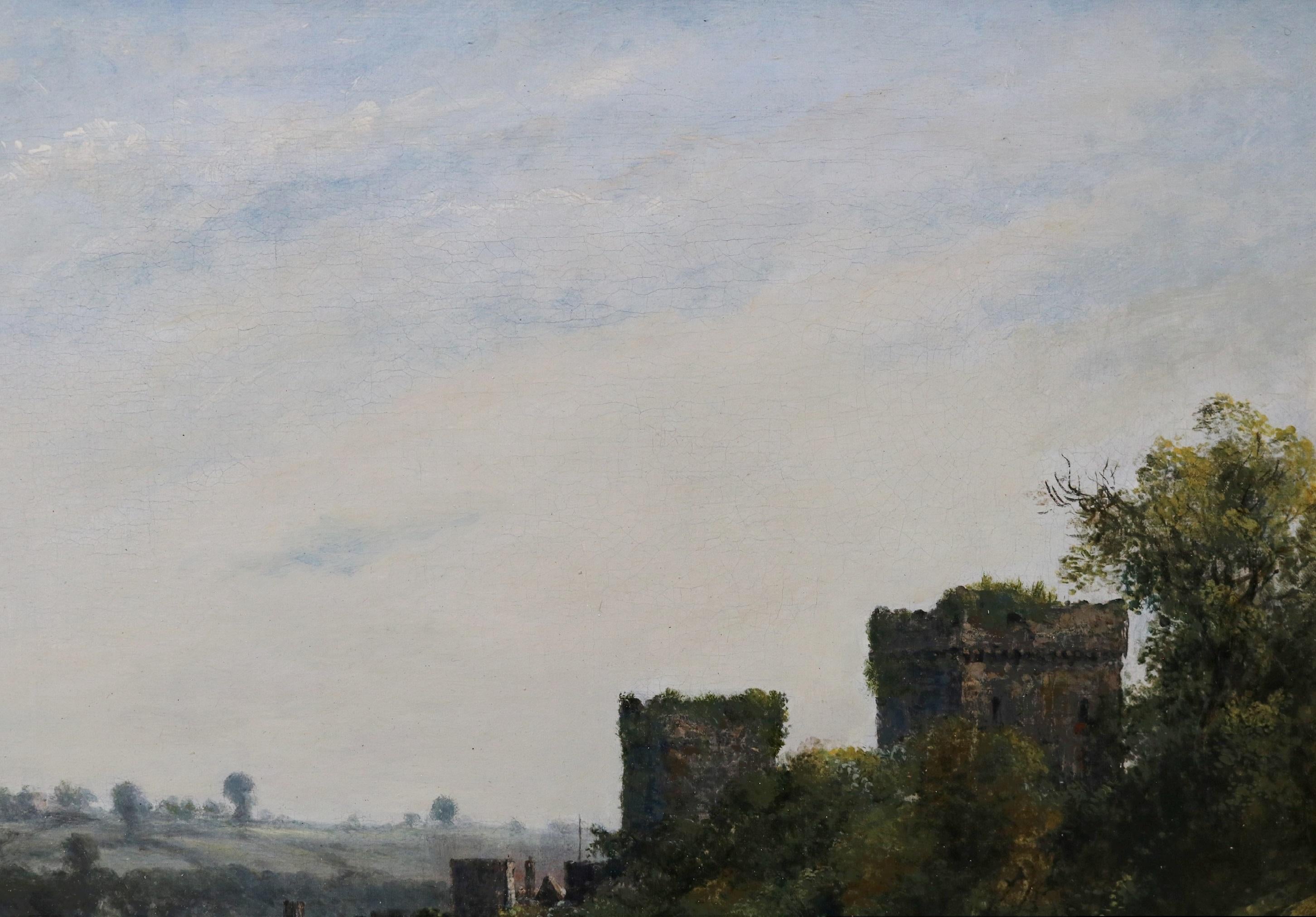 La rivière Wye à Chepstow - Peinture à l'huile du 19e siècle - Paysage d'été anglais en vente 1