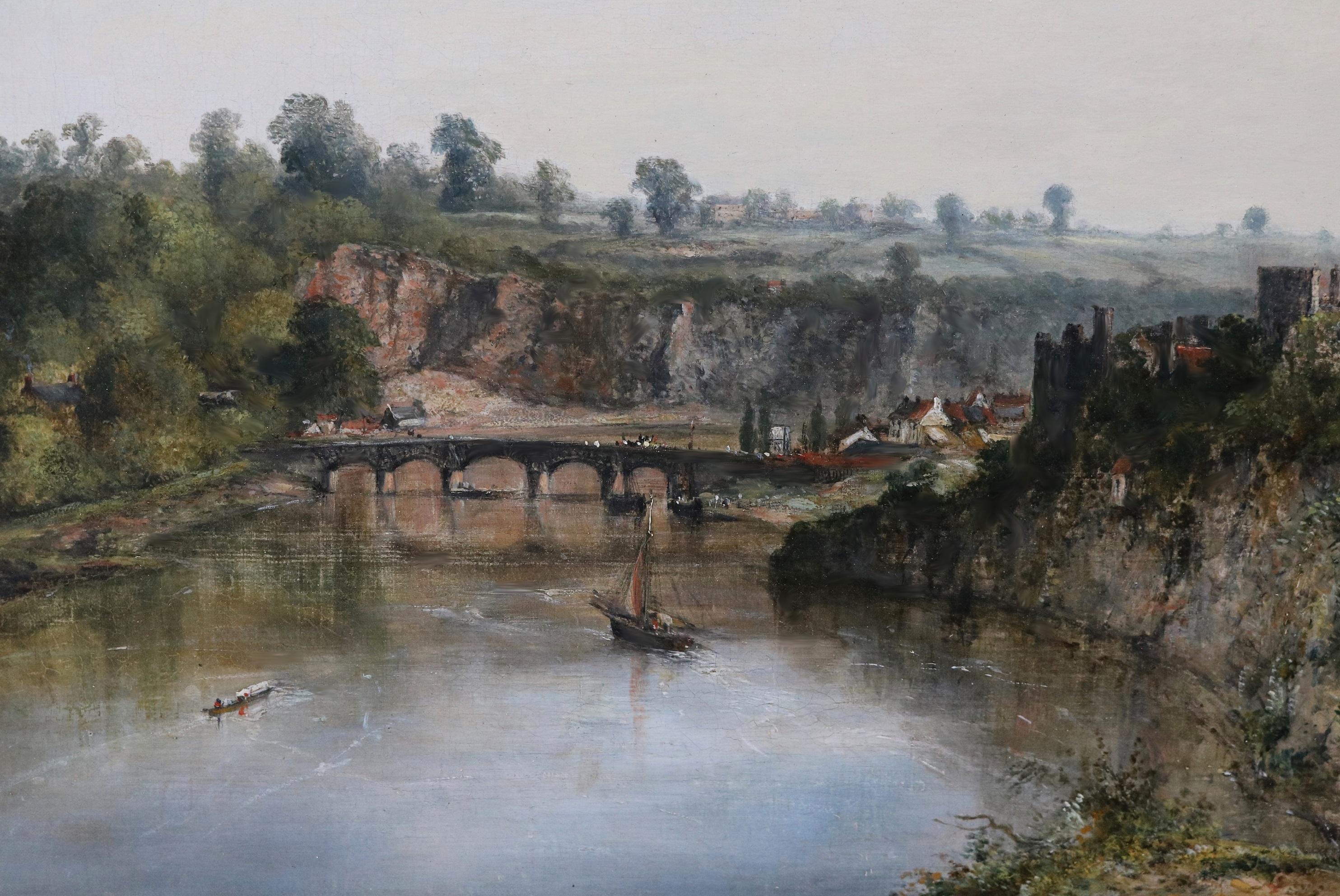 La rivière Wye à Chepstow - Peinture à l'huile du 19e siècle - Paysage d'été anglais en vente 2
