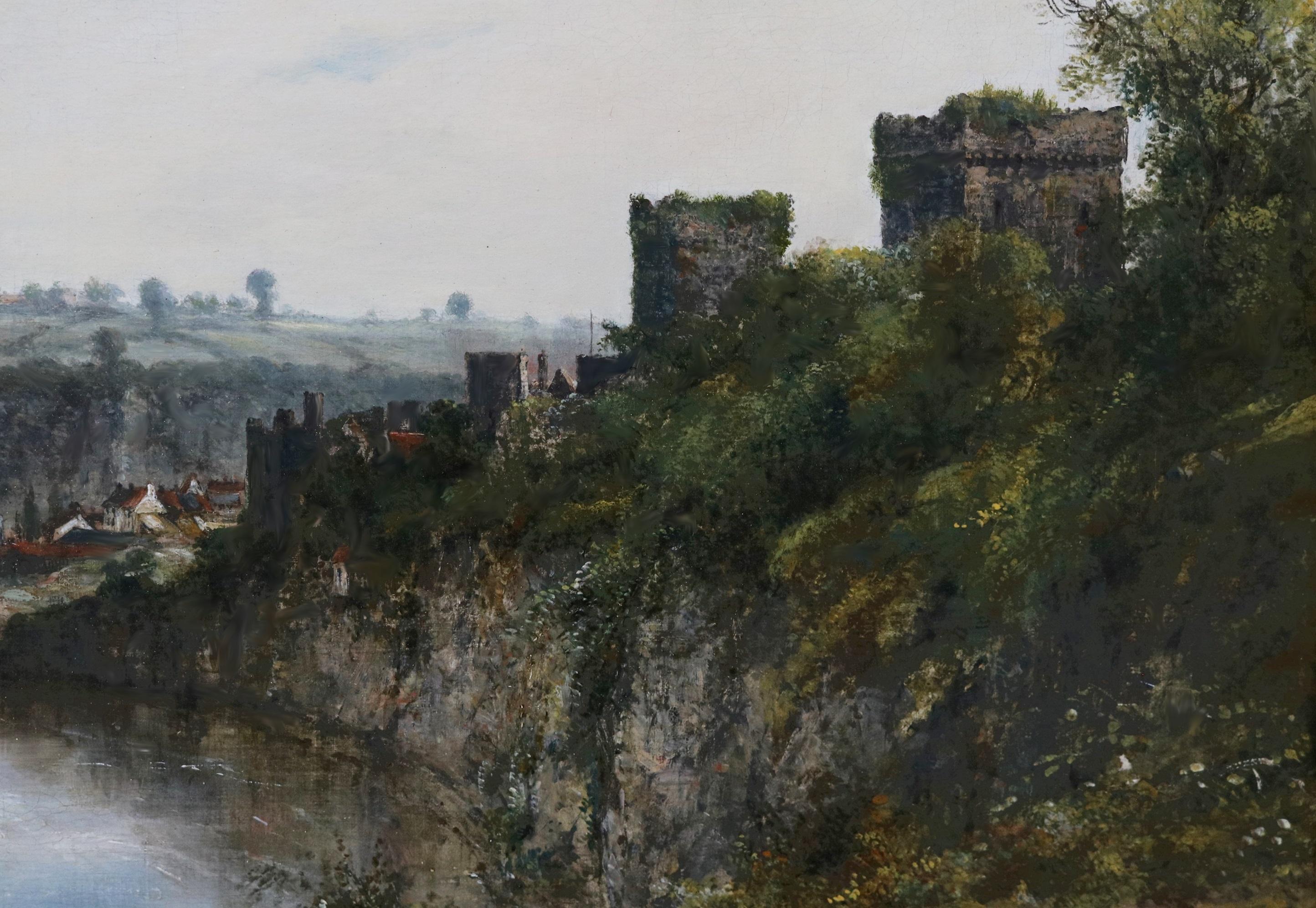 La rivière Wye à Chepstow - Peinture à l'huile du 19e siècle - Paysage d'été anglais en vente 3