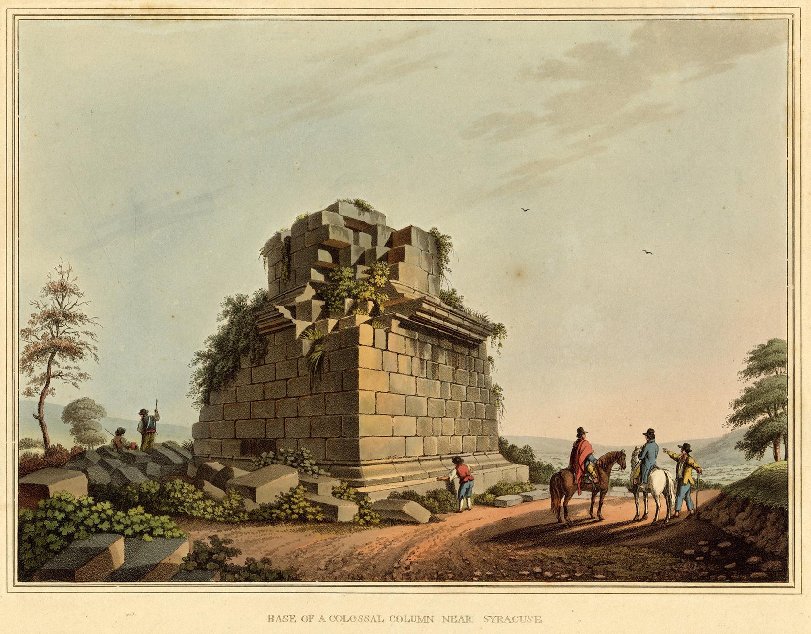 Frederick William Watts Landscape Print - Base of a Colossal Column Near Syracuse, after Luigi Mayer