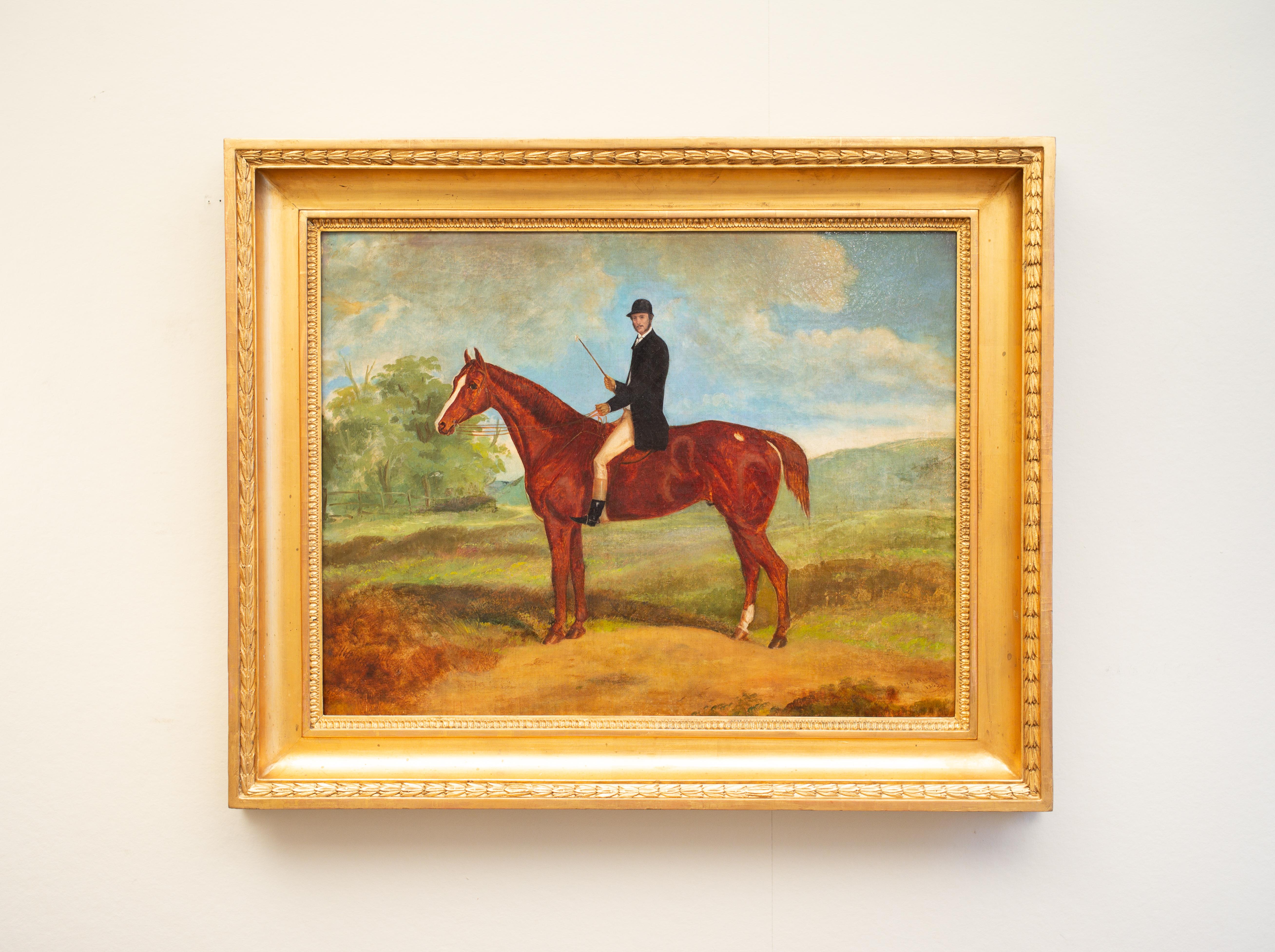 A Gentleman Rider on a Horse, Oil on Canvas, 1863, Signed, Free Shipping  - Painting by Frederick Woodhouse Sr.