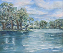 Blue Lake in Summer Landscape