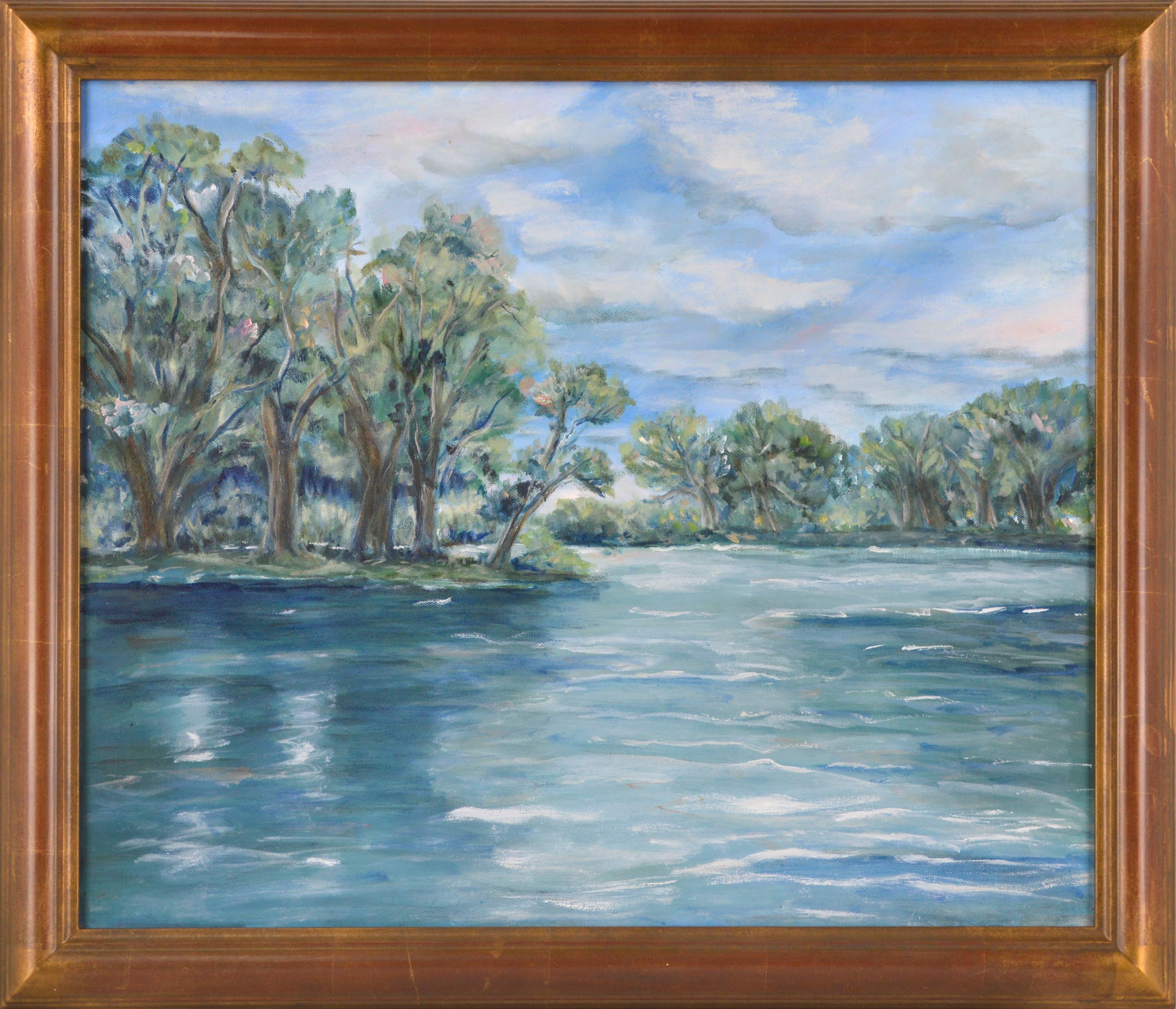 Landscape Painting de Frederico Domondon - Lago Azul en Paisaje de Verano