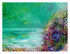 Floral Arch Over Coastal Lookout, Signed, Framed, 30 x 40