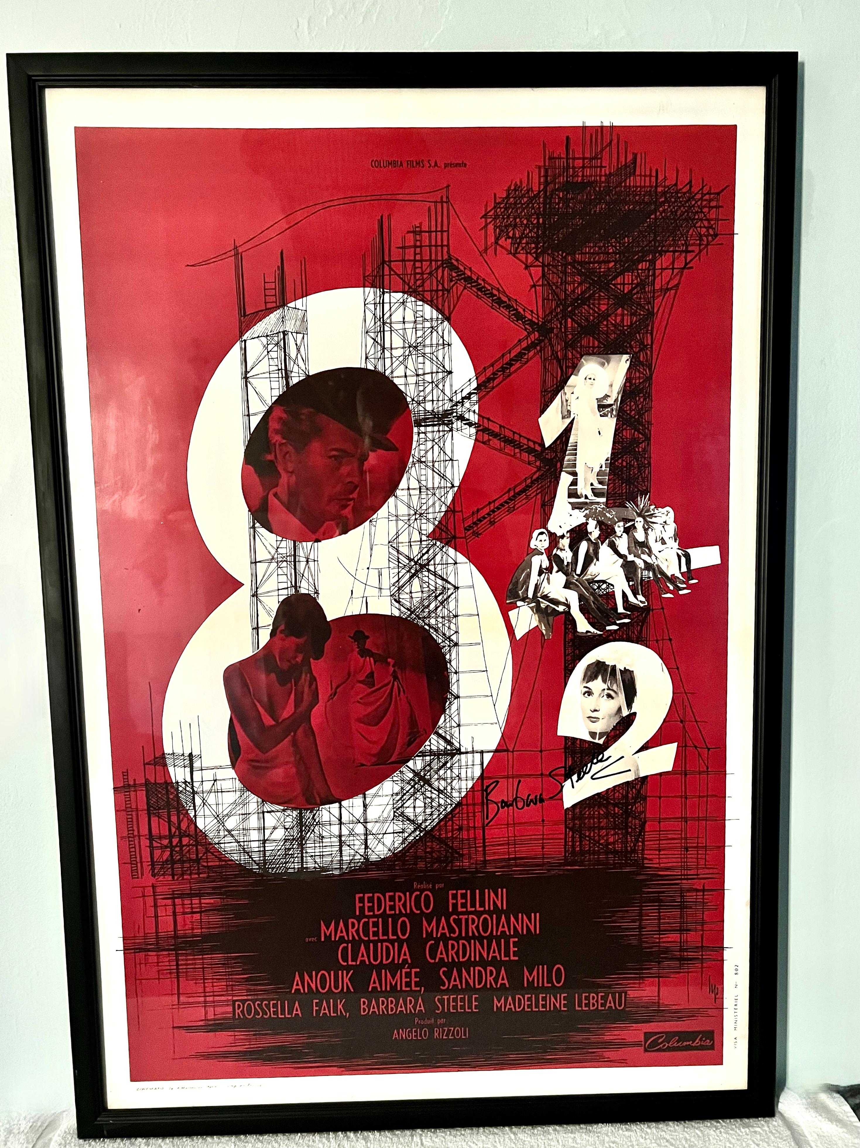 Frederico Fellini's 8 1/2 Movie Poster Signed by Barbara Steele For Sale 1