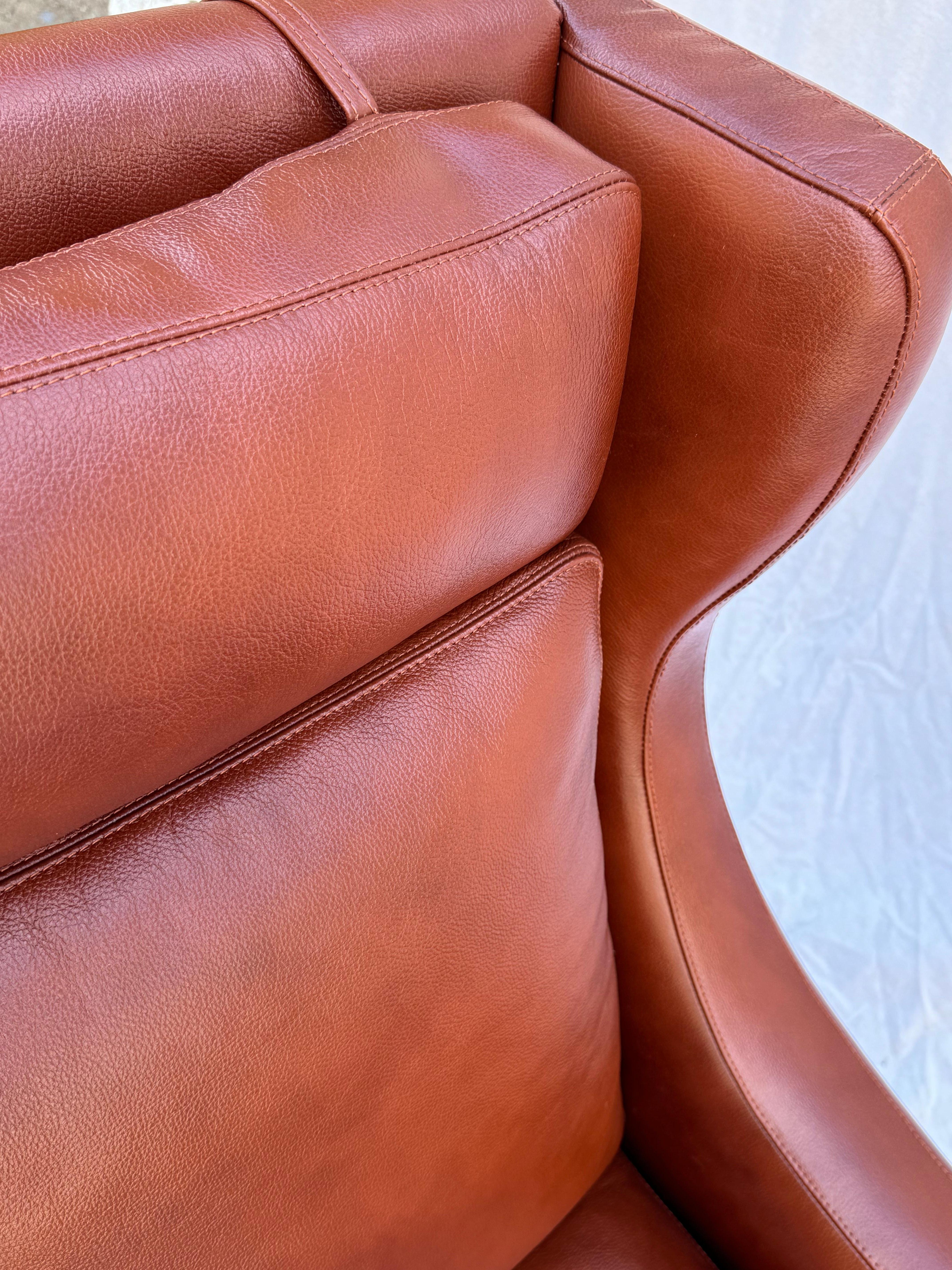 Frederik A. Kayser Wingback Chair Armchair Upholstered in Leather For Sale 4