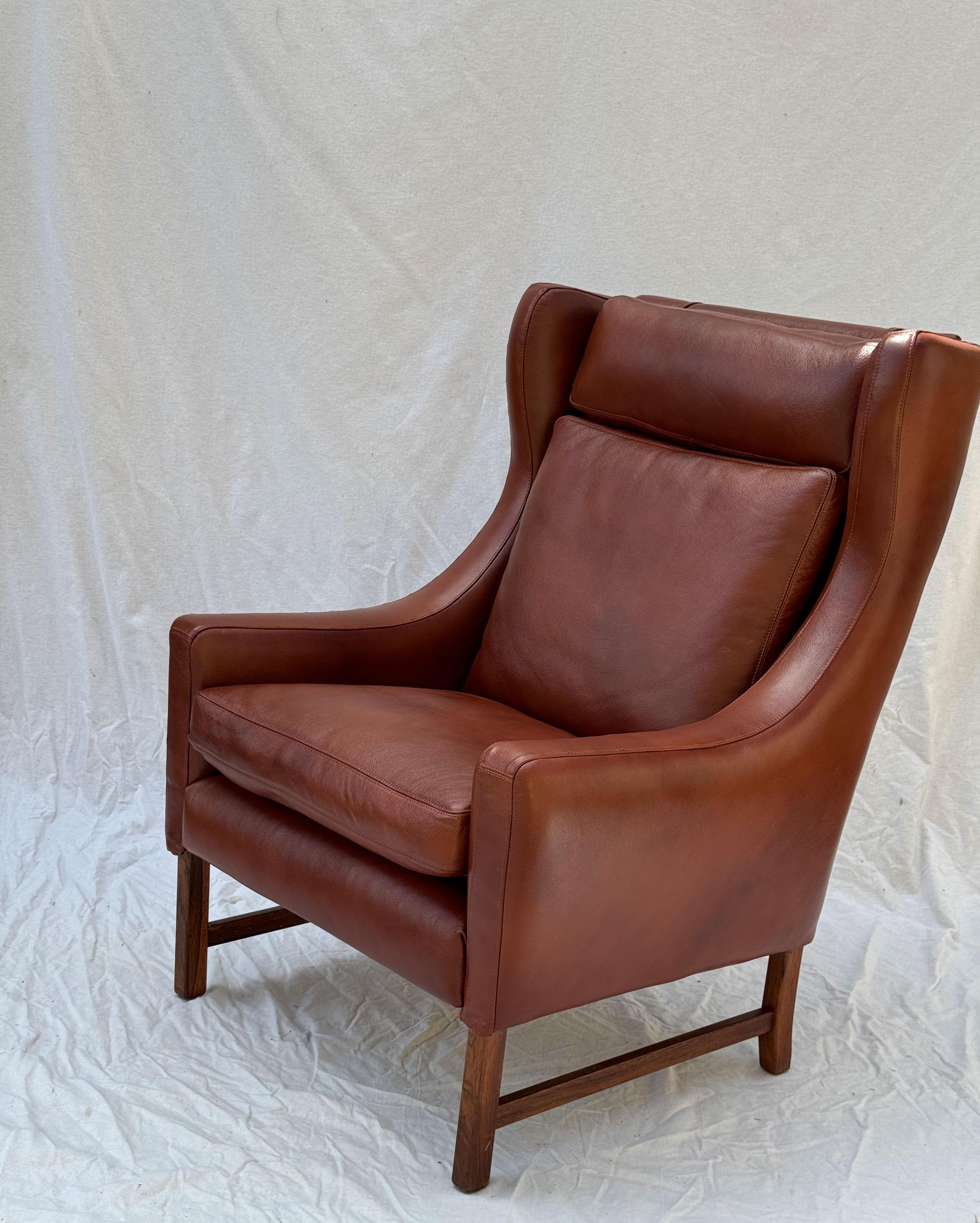 Frederik A. Kayser Wingback Chair Armchair Upholstered in Leather For Sale 10