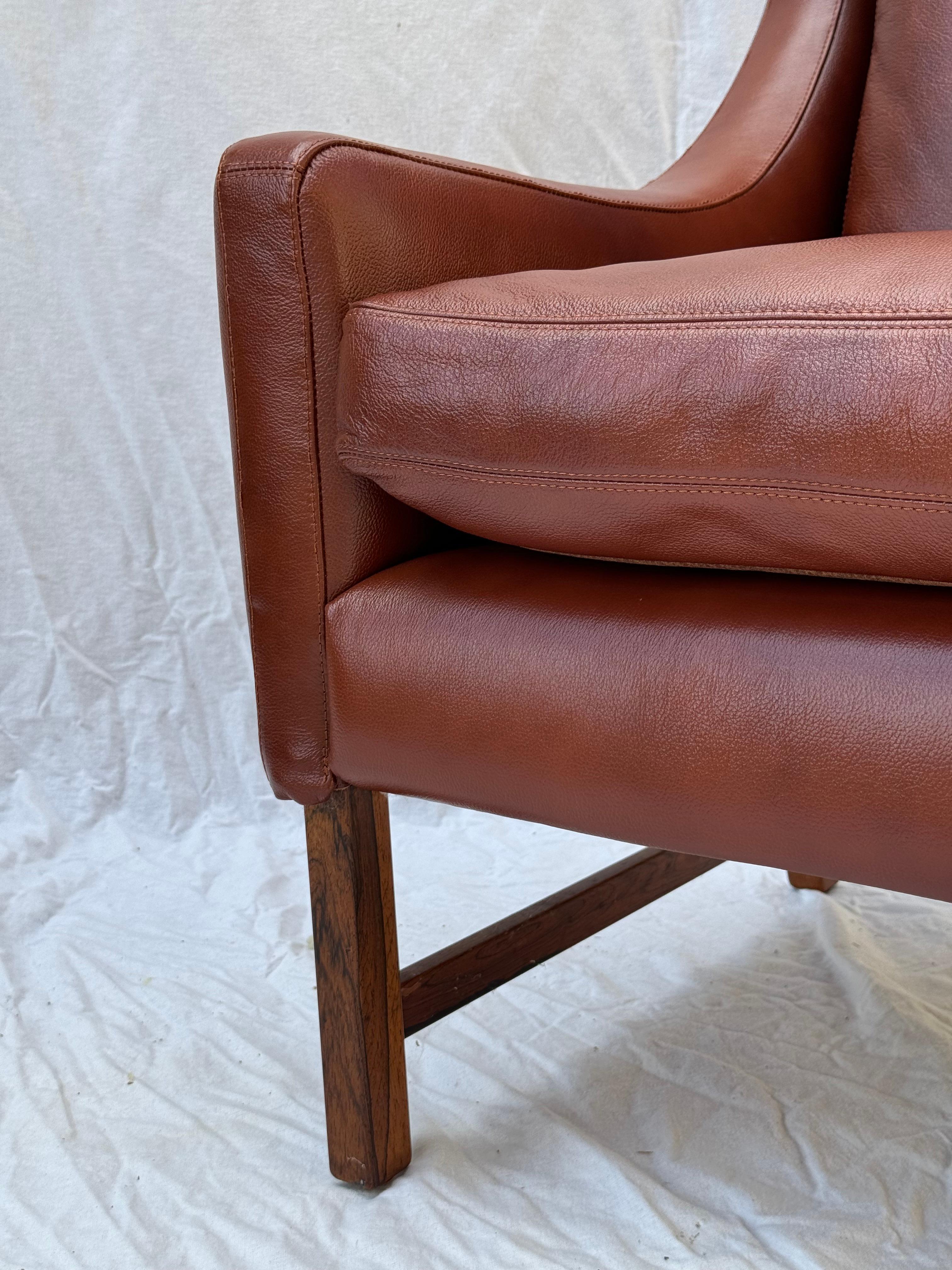 Frederik A. Kayser Wingback Chair Armchair Upholstered in Leather For Sale 11