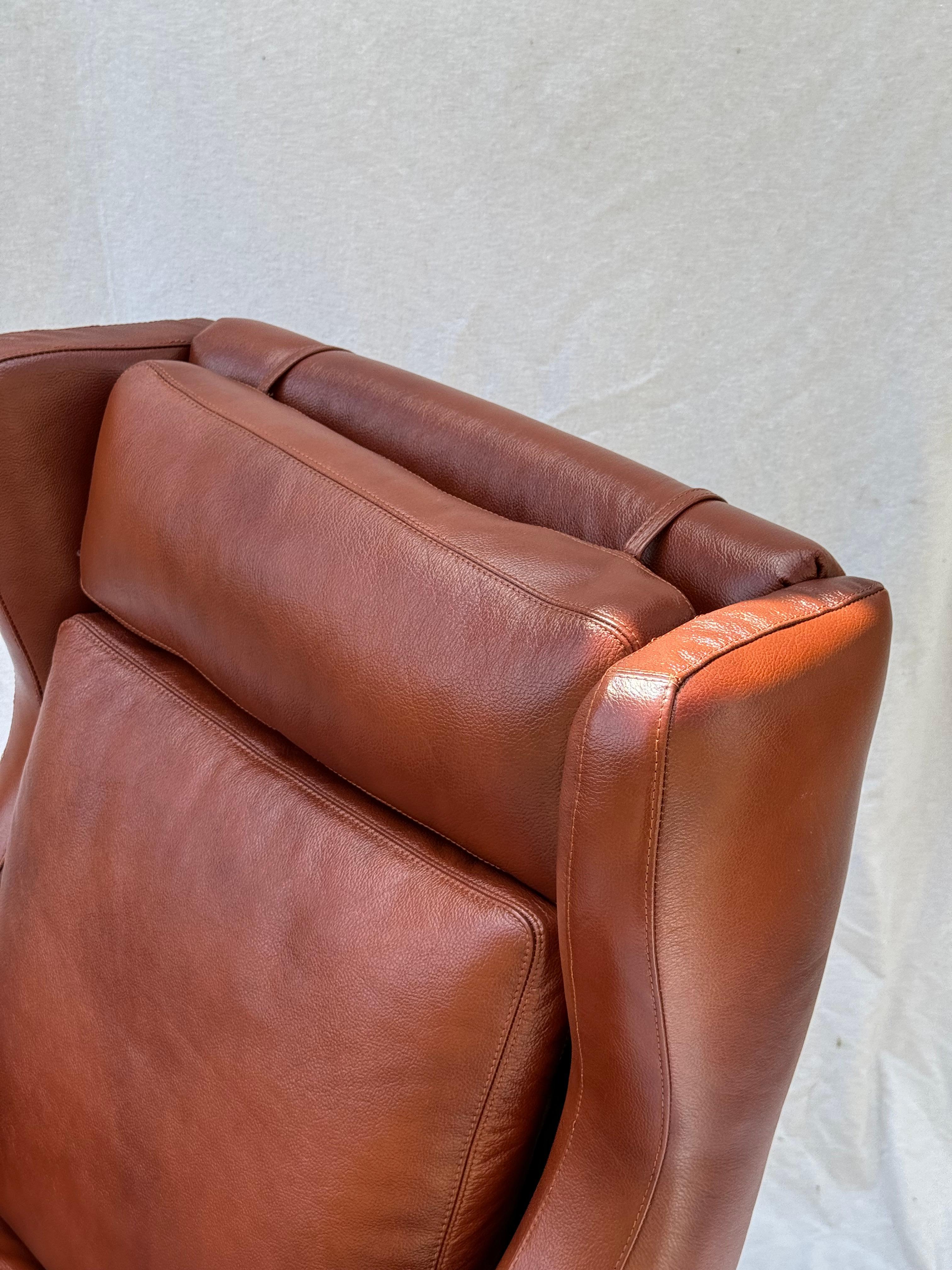 Frederik A. Kayser Wingback Chair Armchair Upholstered in Leather For Sale 12