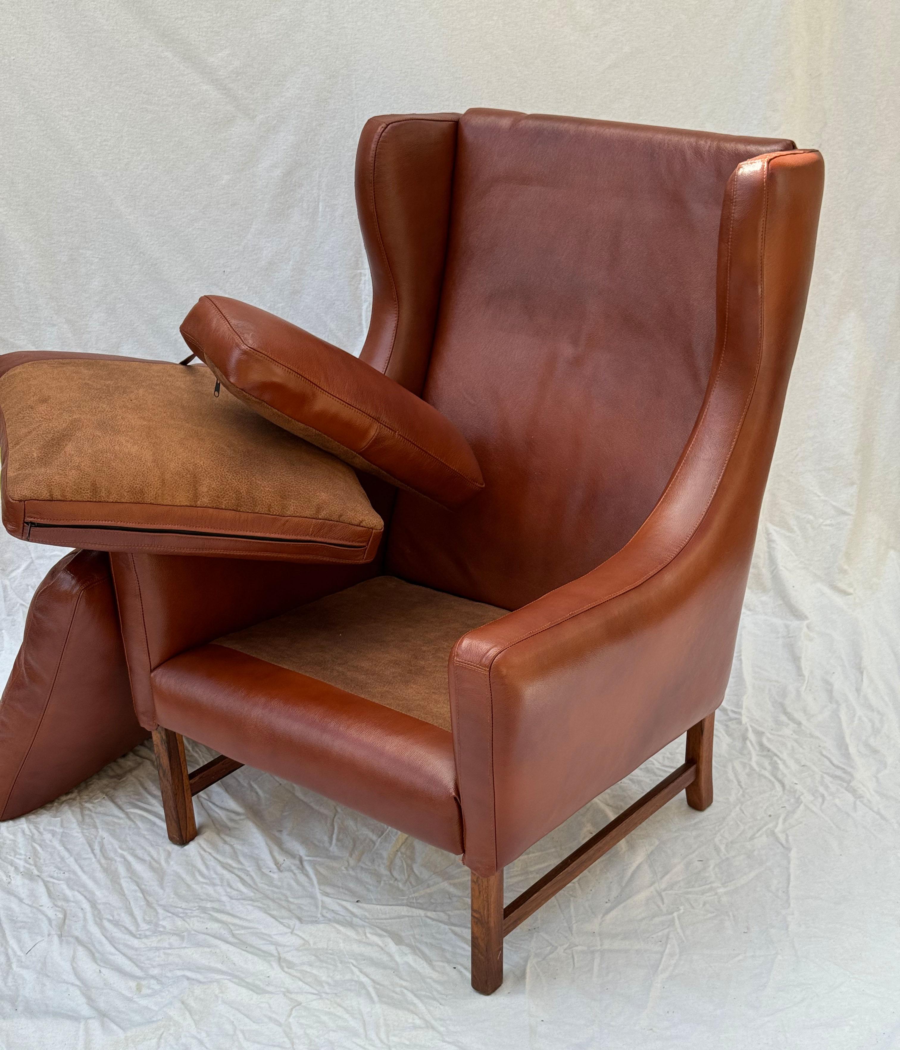 Frederik A. Kayser Wingback Chair Armchair Upholstered in Leather For Sale 13
