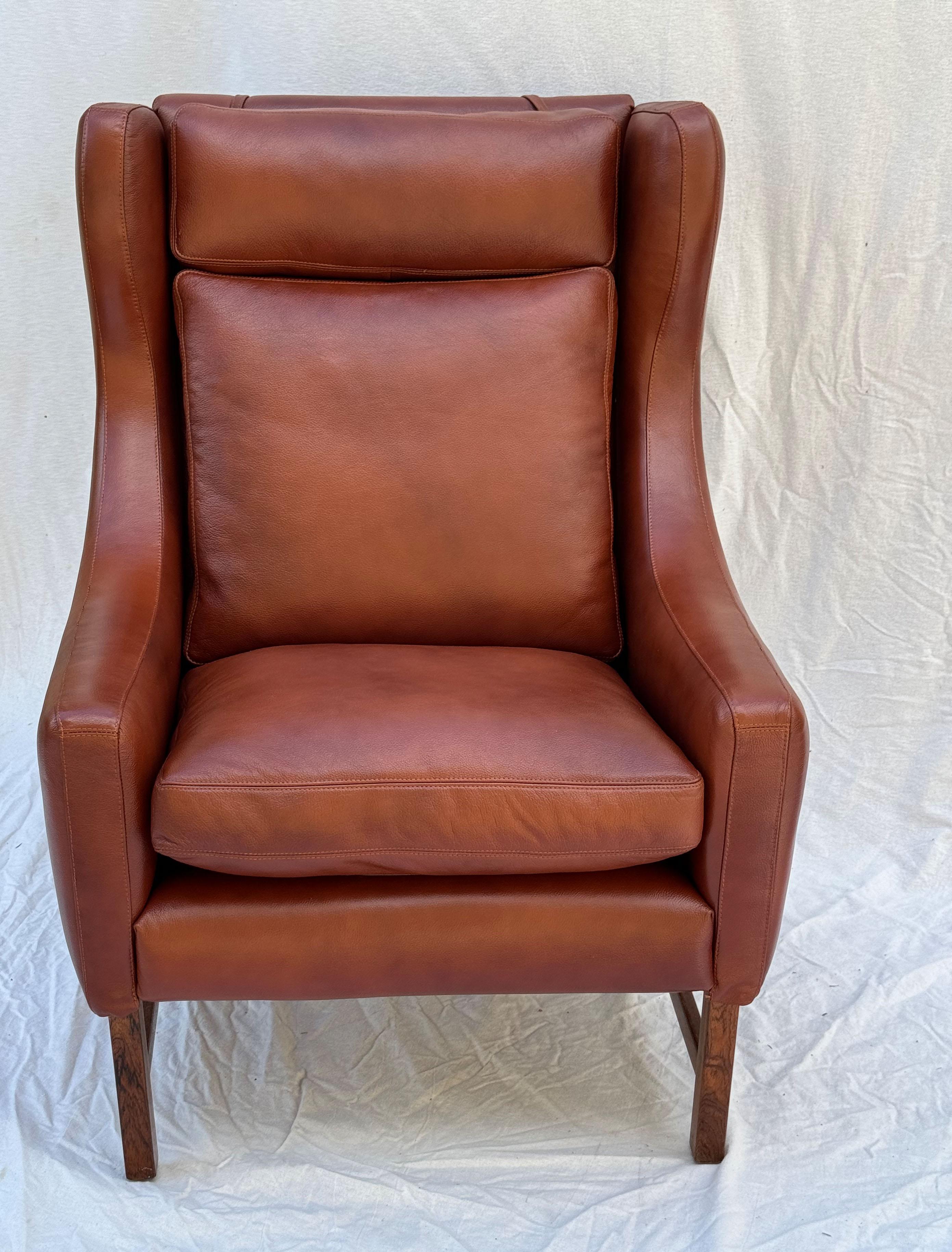 Norwegian Frederik A. Kayser Wingback Chair Armchair Upholstered in Leather For Sale