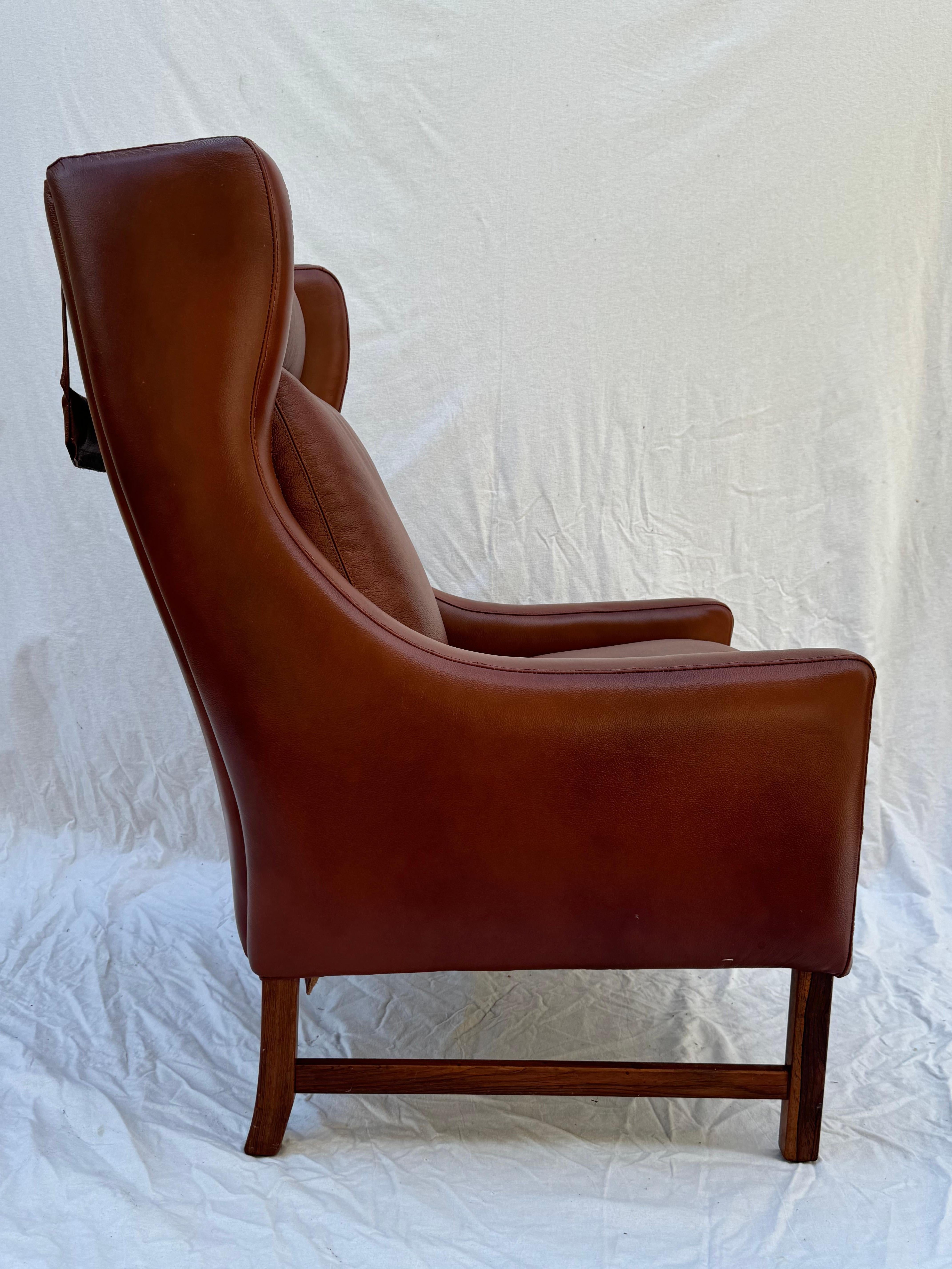 Frederik A. Kayser Wingback Chair Armchair Upholstered in Leather In Good Condition For Sale In Vienna, AT