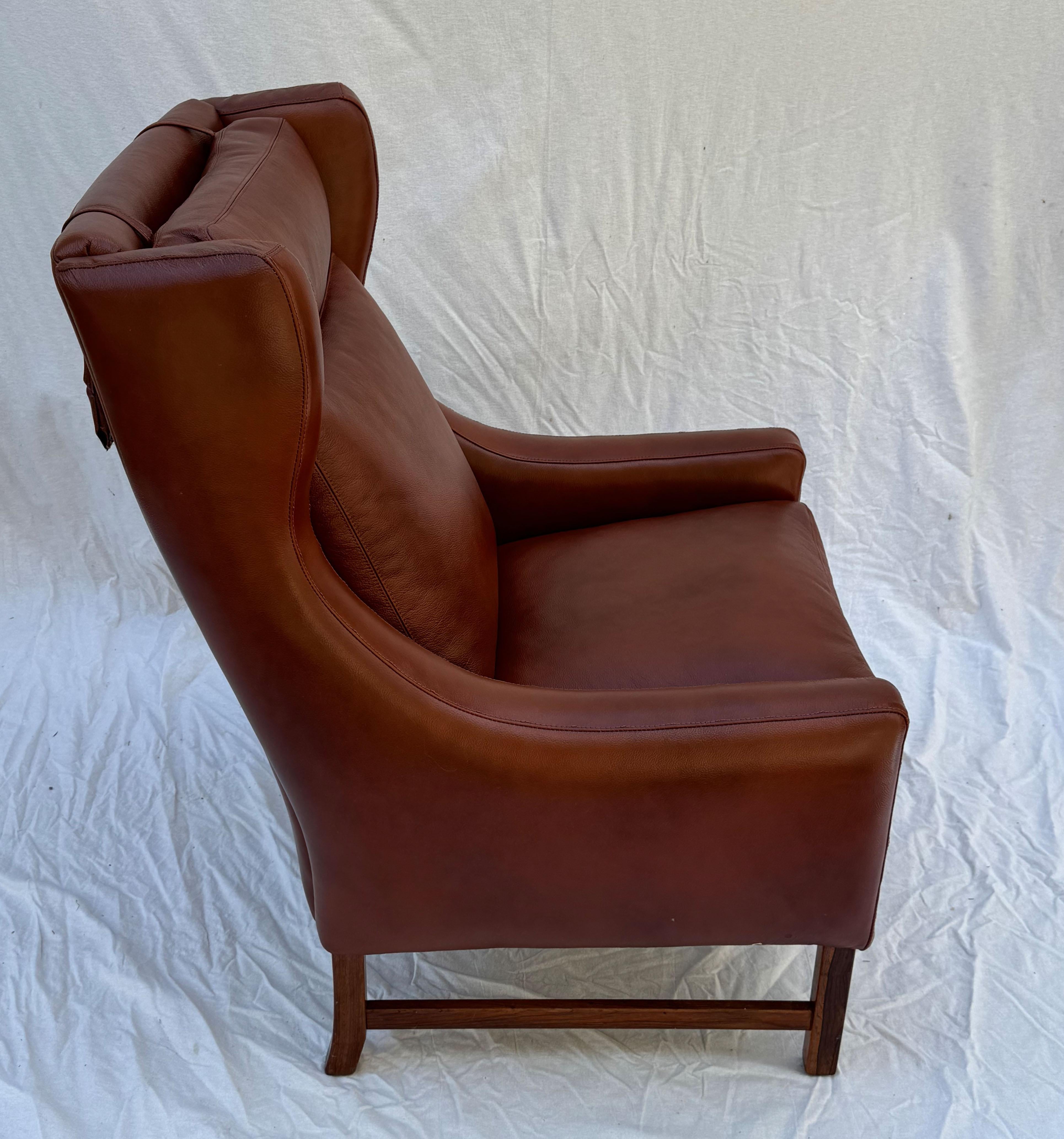 Mid-20th Century Frederik A. Kayser Wingback Chair Armchair Upholstered in Leather For Sale