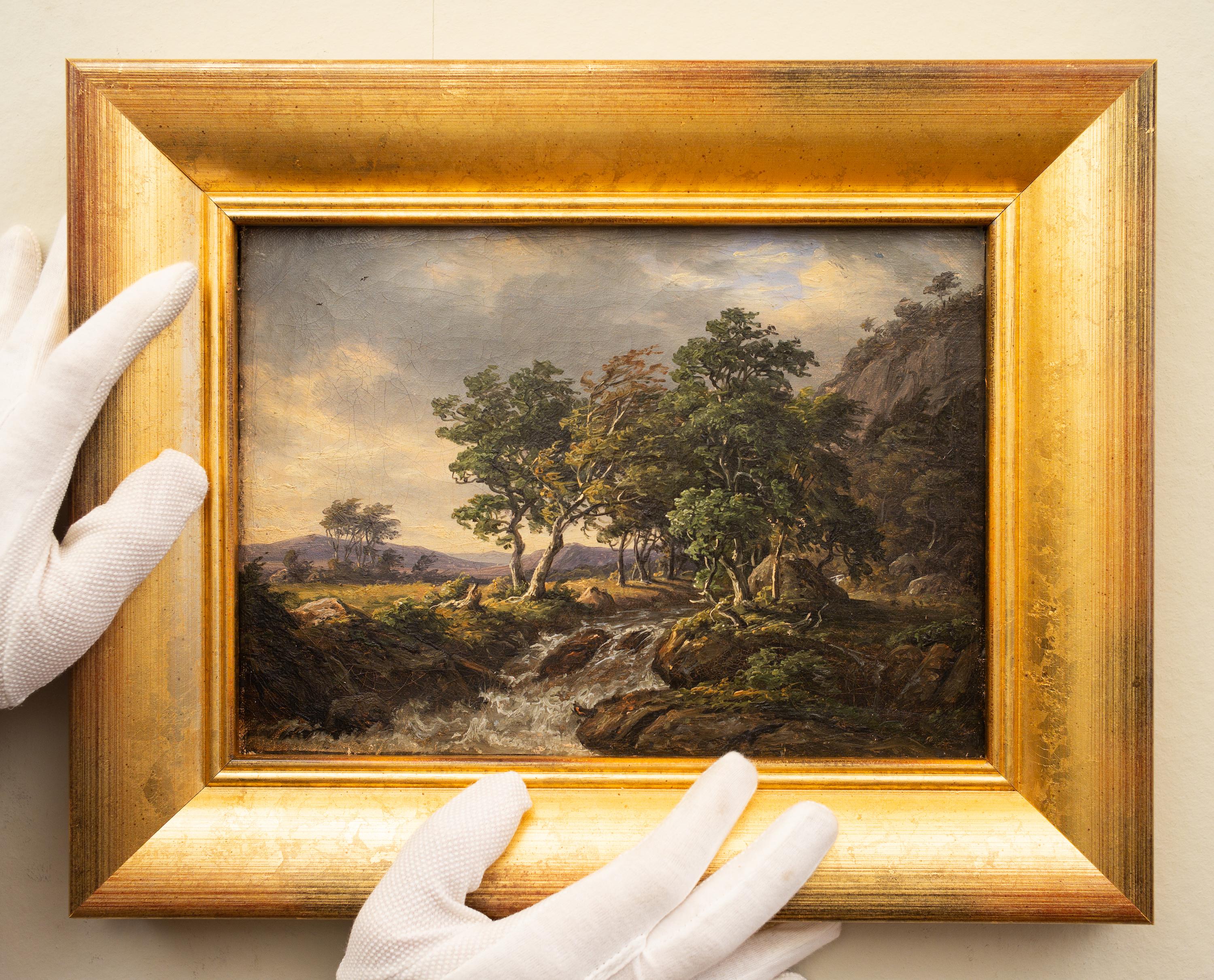 Djupadal a Blekinge, Svezia dell'artista danese Frederik Christian Kiaerskou, 1855 - Painting Impressionismo di Frederik Christian Kiaerskou 