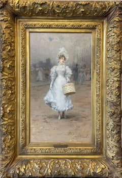 "Lady in White with a Basket, " Frederik Hendrik Kaemmerer, French Impressionism