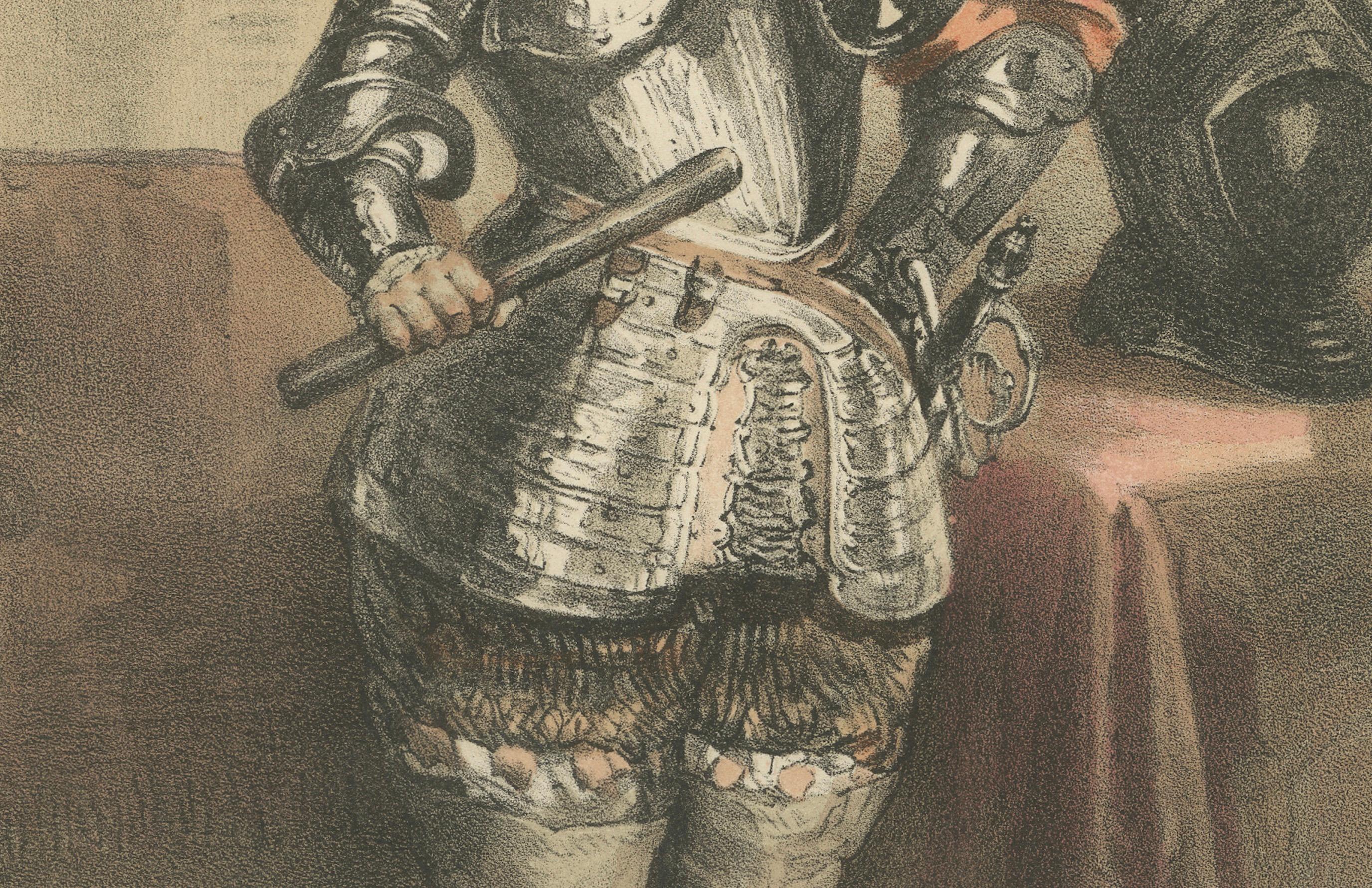 Frederik Hendrik - Prinz von Oranien in Rüstung, Handkolorierte Lithographie, ca.1850 (Papier) im Angebot