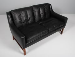 Frederik Kayser Two Seat Sofa, Rosewood and Leather, Norway