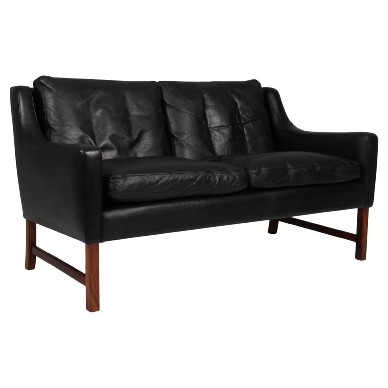 Frederik Kayser Two Seat Sofa, Rosewood and Leather, Norway at 1stDibs