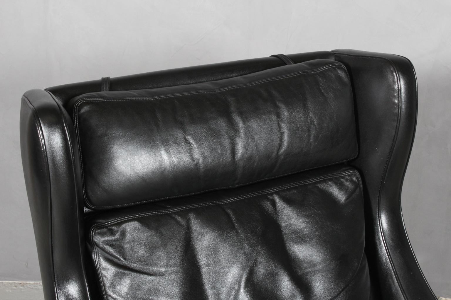 Scandinavian Modern Frederik Kayser Wingback Chair, Rosewood and Leather, Norway