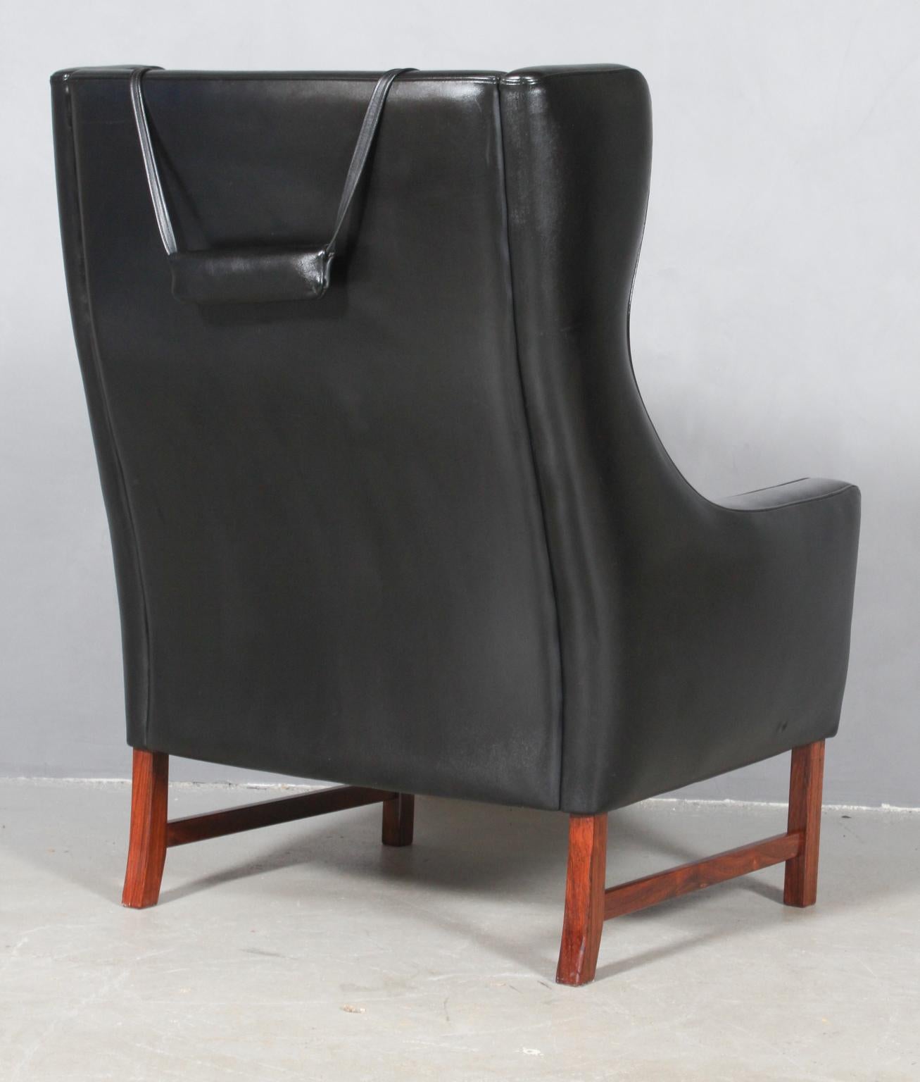 Mid-20th Century Frederik Kayser Wingback Chair, Rosewood and Leather, Norway